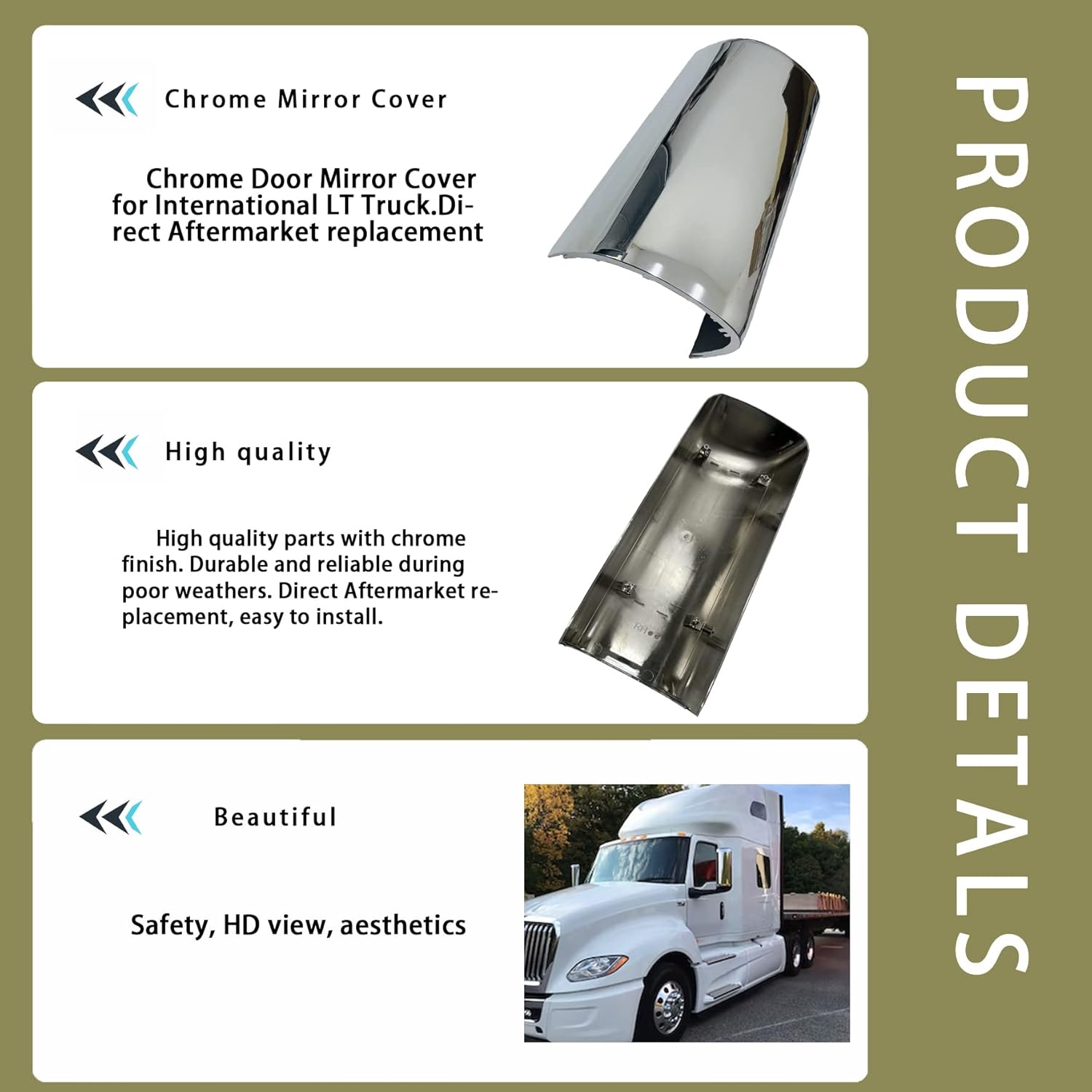 Door Mirror Cover fit Truck International LT 625, one piece Right Passenger Side.