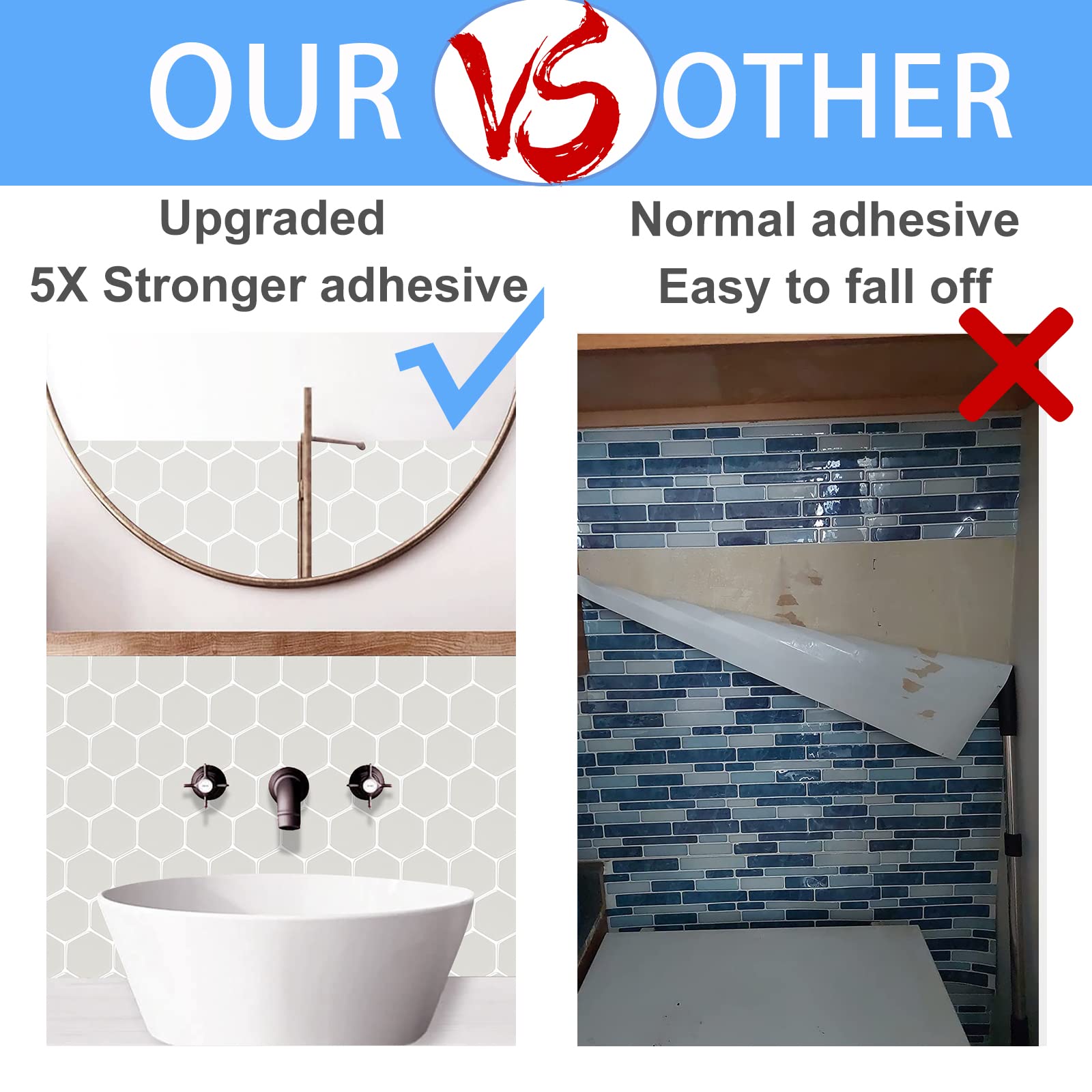 10 Feuilles De Stickers Muraux En Motif De Carrelage De 20x20cm