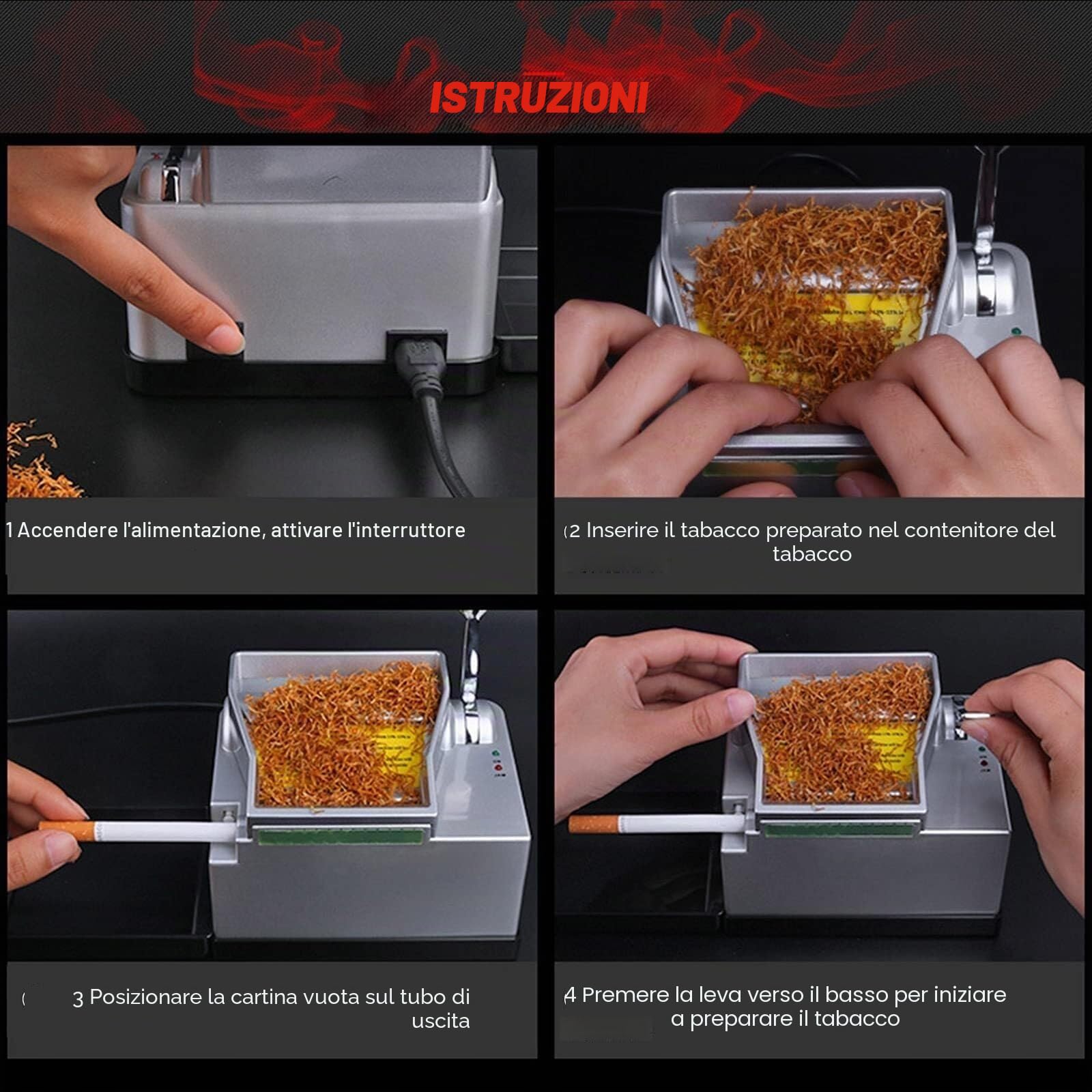 Macchina elettrica per rollare sigarette, completamente automatica, modello 8.0, con custodia, indicatore luminoso, regalo per marito e papà, design leggero e resistente