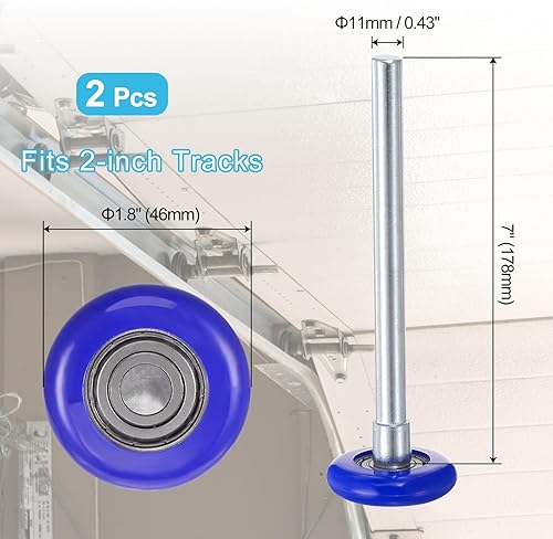 Miniatura 2 de uxcell 2 rodillos de nailon para puerta de garaje de 1.8 pulgadas para pista de garaje de 2 pulgadas, ruedas de puerta de garaje silenciosas de