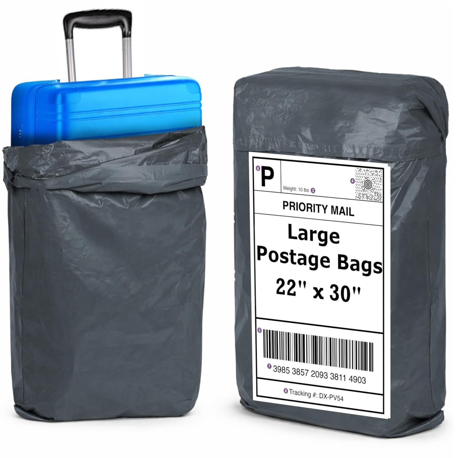 Large Postage Mailing Bags, Extra Strong Packing Poly Bag for Posting Parcels, Self Seal Mail Bags, Grey Postal Packaging, Shipping Delivery Mailers (20, 22" x 30")