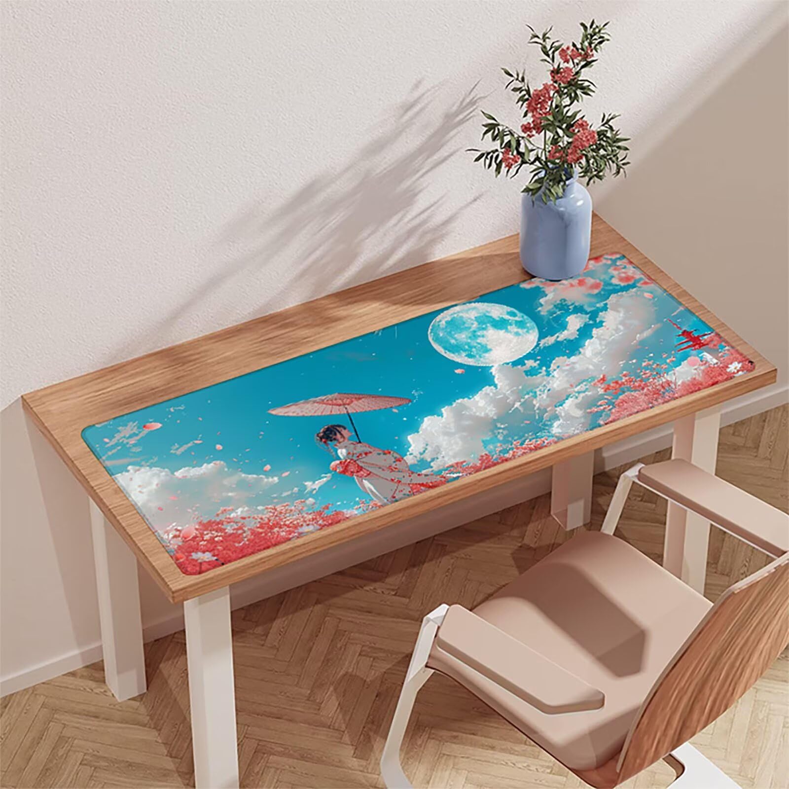 Azul Alfombrilla Ratón XXL 1600x800x3mm, Mujeres Japonesas Mouse Pad U-1020 | Alfombrilla Ratón Gaming Mejora la Precisión y la Velocidad, Alfombrilla Escritorio para Jugadores de PC, Oficina