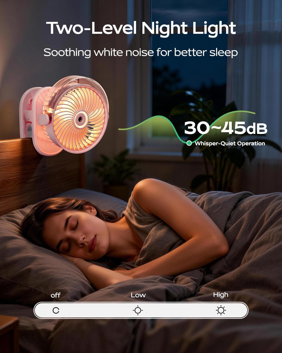 SWEETFULL Portable Misting Clip On Fan, USB-C Rechargeable Mini Personal Cooling Fan with 4 Speeds, 360° Rotatable, Quiet Cooling for Outdoor, Camping, Golf Cart, Travel, Stroller & Desk (Pink)
