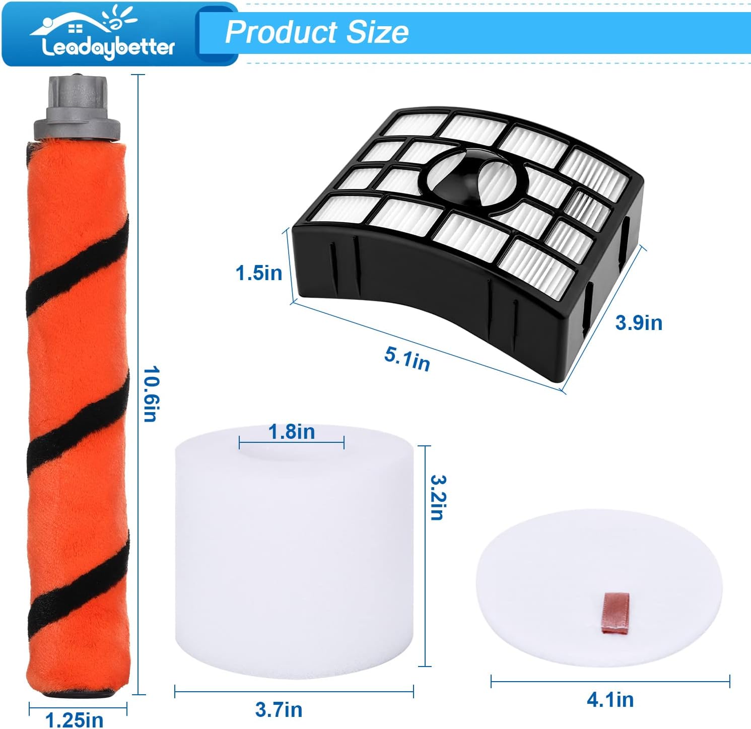 Leadaybetter Filter Replacement for Shark APEX DuoClean Lift-Away AX950 AX951 AZ1002 AZ1000 AZ1000W, 2 HEPA Filters, 4 Foam & Felt Filters, 1 Brush Roll, Compare to Part # XFF650 & XHF650 & 1173FT950 image 7 of 7 B09R6Z7L4G