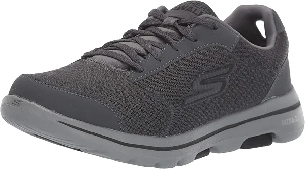 Skechers Men's Gowalk 5 Qualify-Athletic Mesh Lace Up Performance Walking Shoe Sneaker, Charcoal/Black, 11.5 X-Wide