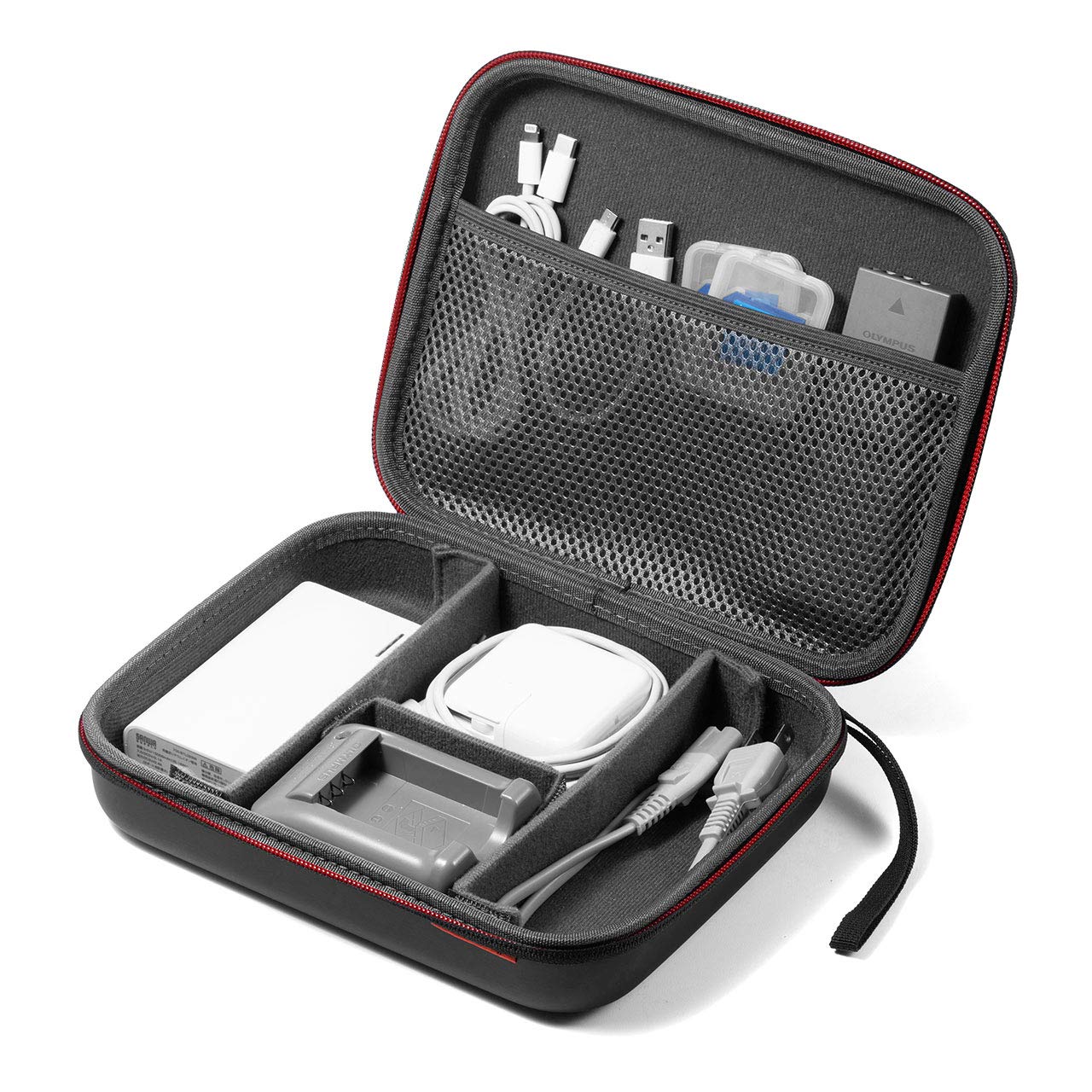 イーサプライ トラベルポーチ 収納ケース 充電器ポーチ セミハードタイプ PC周辺小物整理 収納ポーチ用 出張 旅行 小物ケース Mサイズ ブラック EZ2-BAGIN015BK