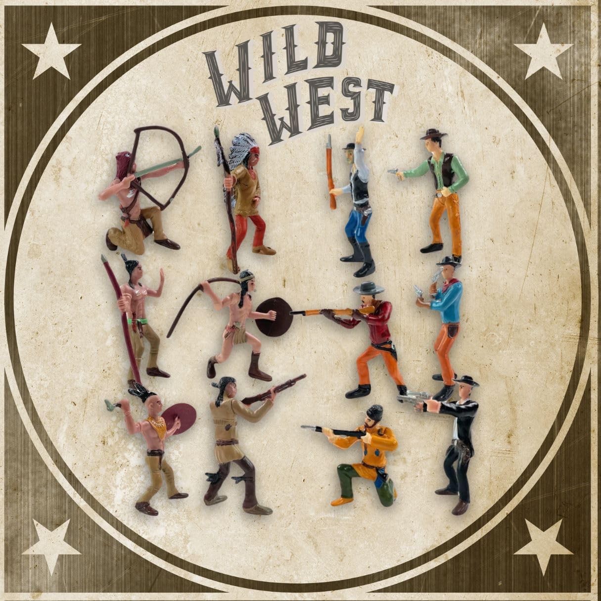 Liberty Imports 12 PCS Cowboy and Indian Figures, Mini Wild West and Native American Toy Figurines with Realistic Details, Western Cake Toppers, Party Favors for Kids