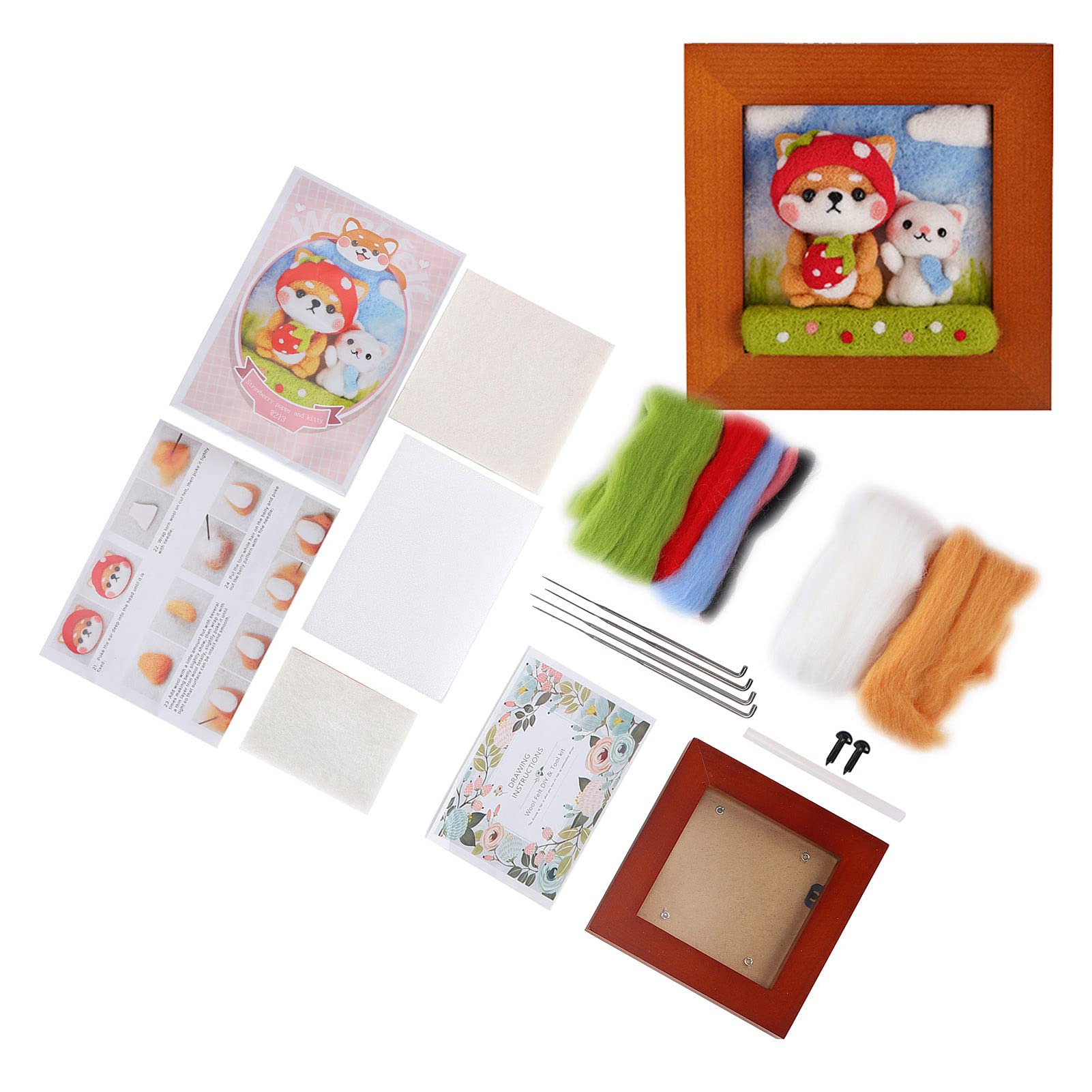 Agatige Needle Felting Set - Needle Felting Kit with Photo Frame, Wool Felt Tools, DIY Craft Party Supplies for Adults (Dog & Cat)