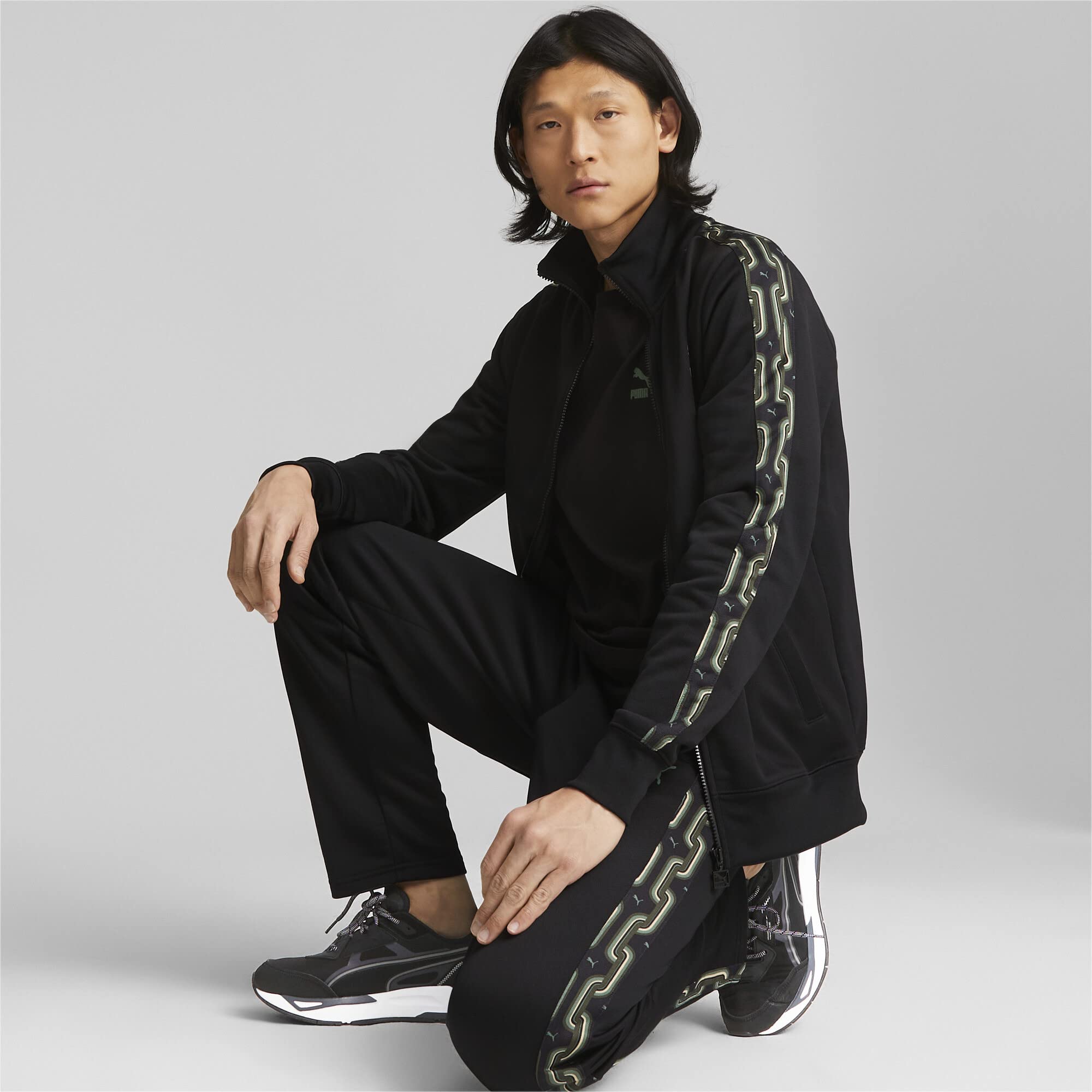 PUMA Męska kurtka treningowa Regular T7 70s dla mężczyzn, czarny, L