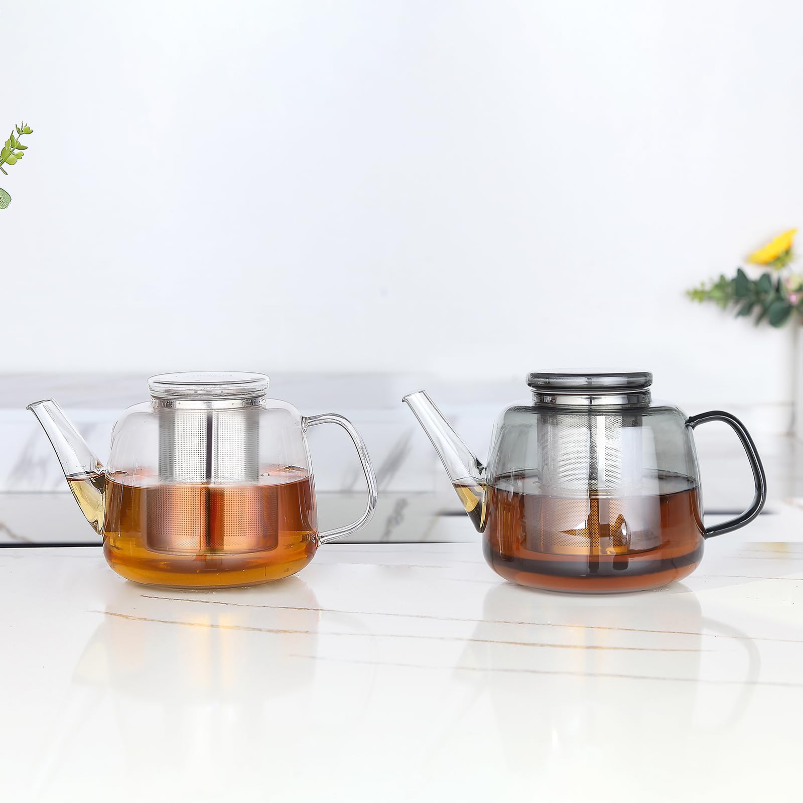 Teiera in vetro borosilicato Easyworkz da 1500 ml con grande infusore rimovibile in acciaio inossidabile per tè sfuso, frutta, erbe e infusi