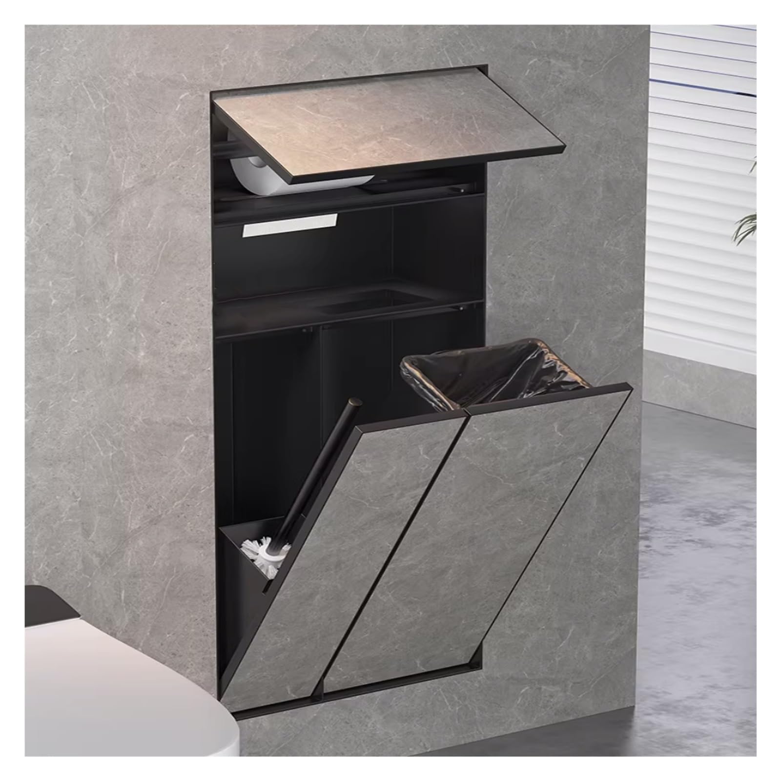 Nicho de pared de baño, soporte de papel higiénico empotrado, acero inoxidable 304, sin taladrar, inserto de ducha rectangular para instalación de azulejos