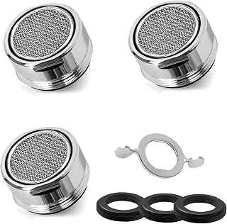 Aireador Grifo Cocina M24, 3 Piezas Aireador De Grifo Ahorrador De Agua, Filtro Para Lavabo, Reductor de Salpicaduras, Ahorra Agua (Plata)