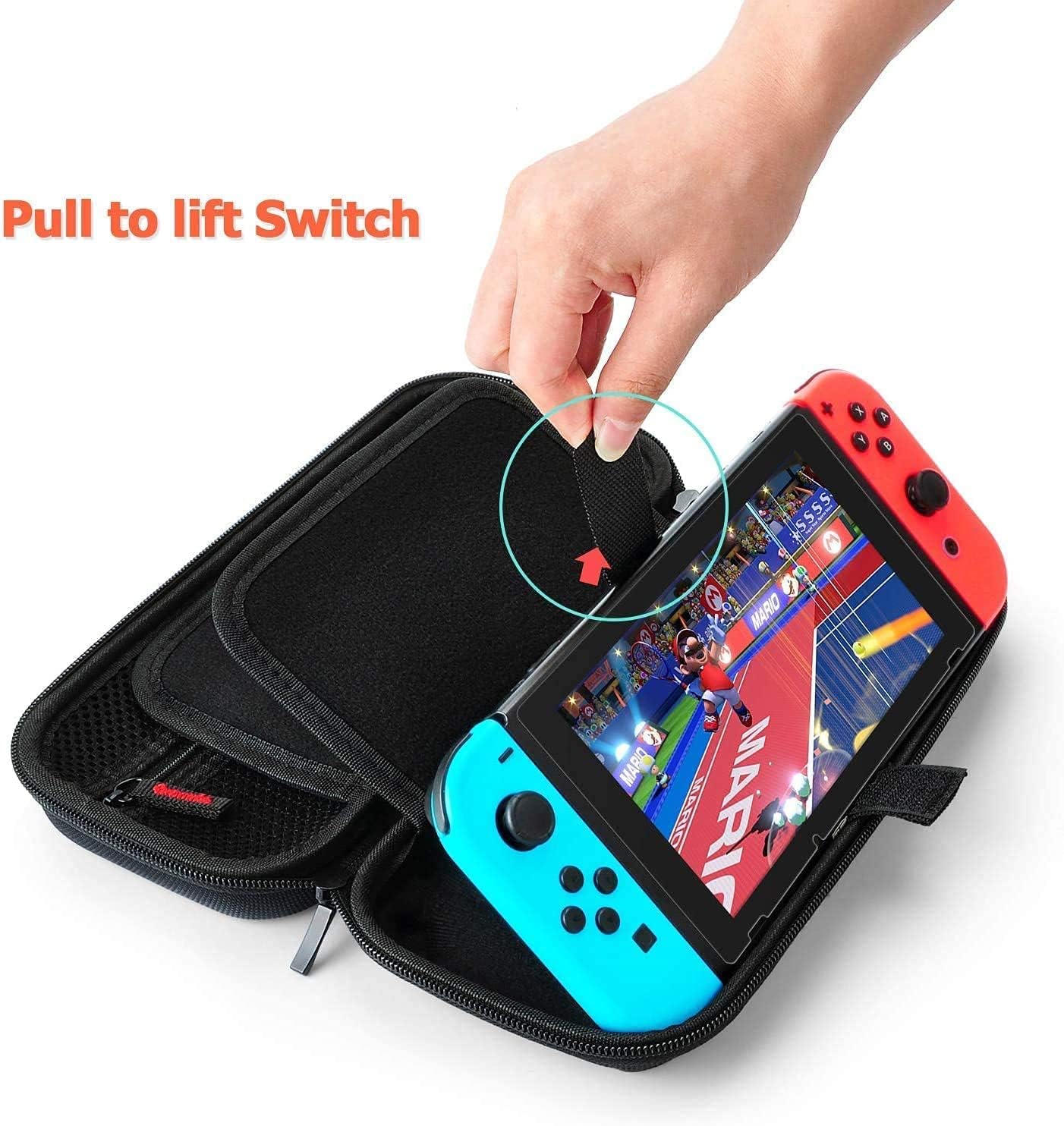 daydayup Compatible with Nintendo Switch Accessories Bundle Kit Case 9 in 1 Pouch Switch Cover Case HD Switch Screen Protector Thumb Grips Caps for Nintendo Switch Console Accessories