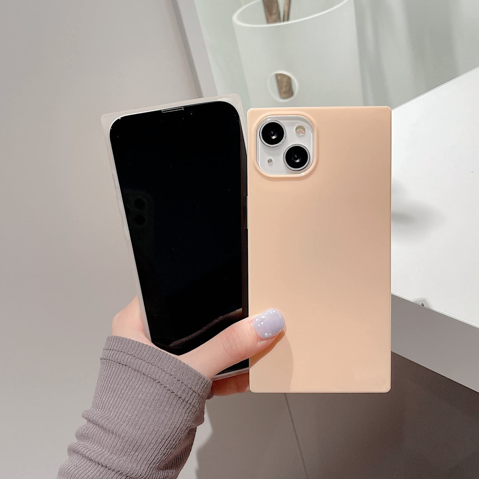 Nude Almond Square iPhone 12 Pro Max Case,Luxury Natural Plain 