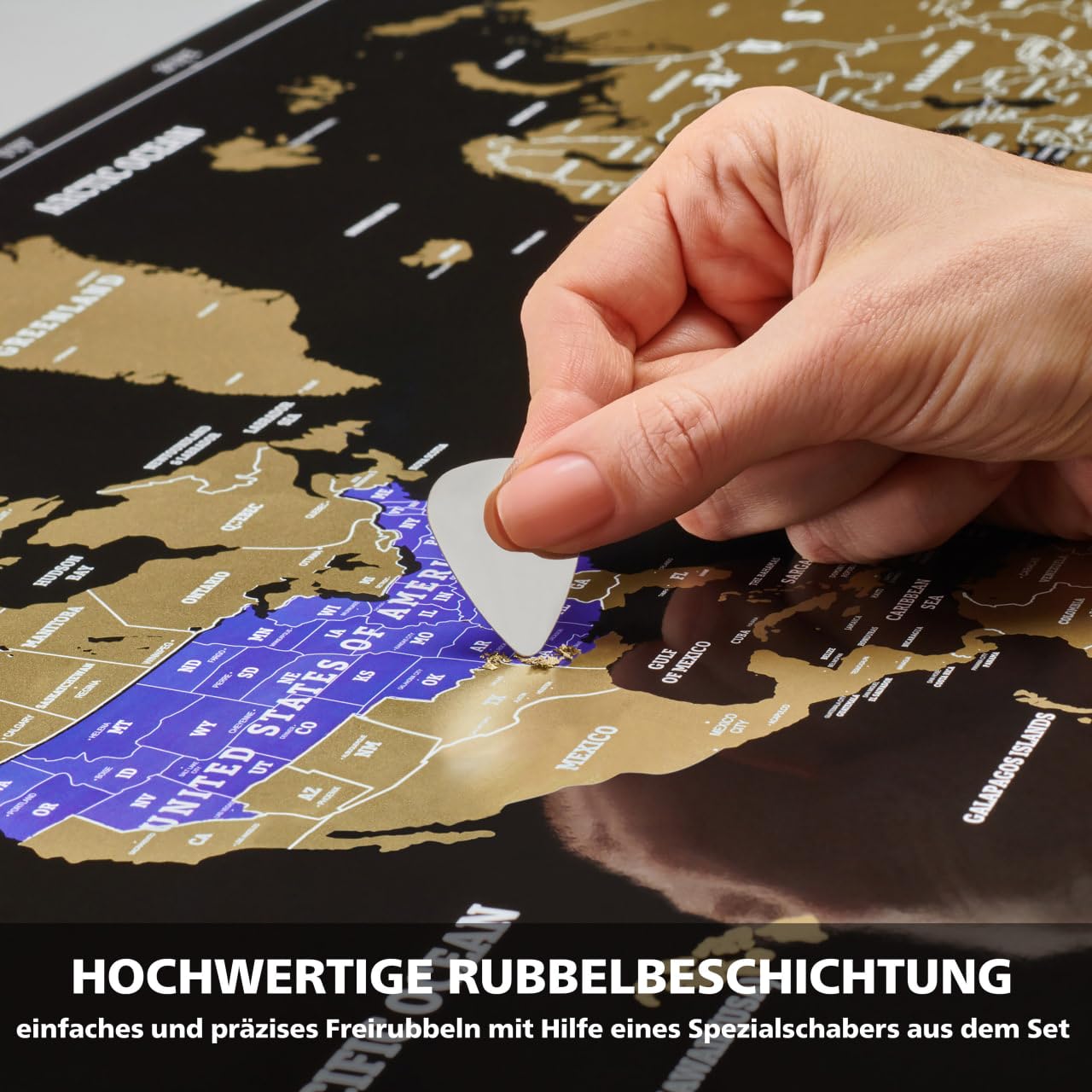 Extra Große Rubbel-Weltkarte Schwarz-Gold Leicht Einzurahmen – XL Karte Abkratzen Schwarz – Das beste Geschenk einer Weltposter für Reisendefür Reisende – Inkl. Zubehörset – Scratch off World Map