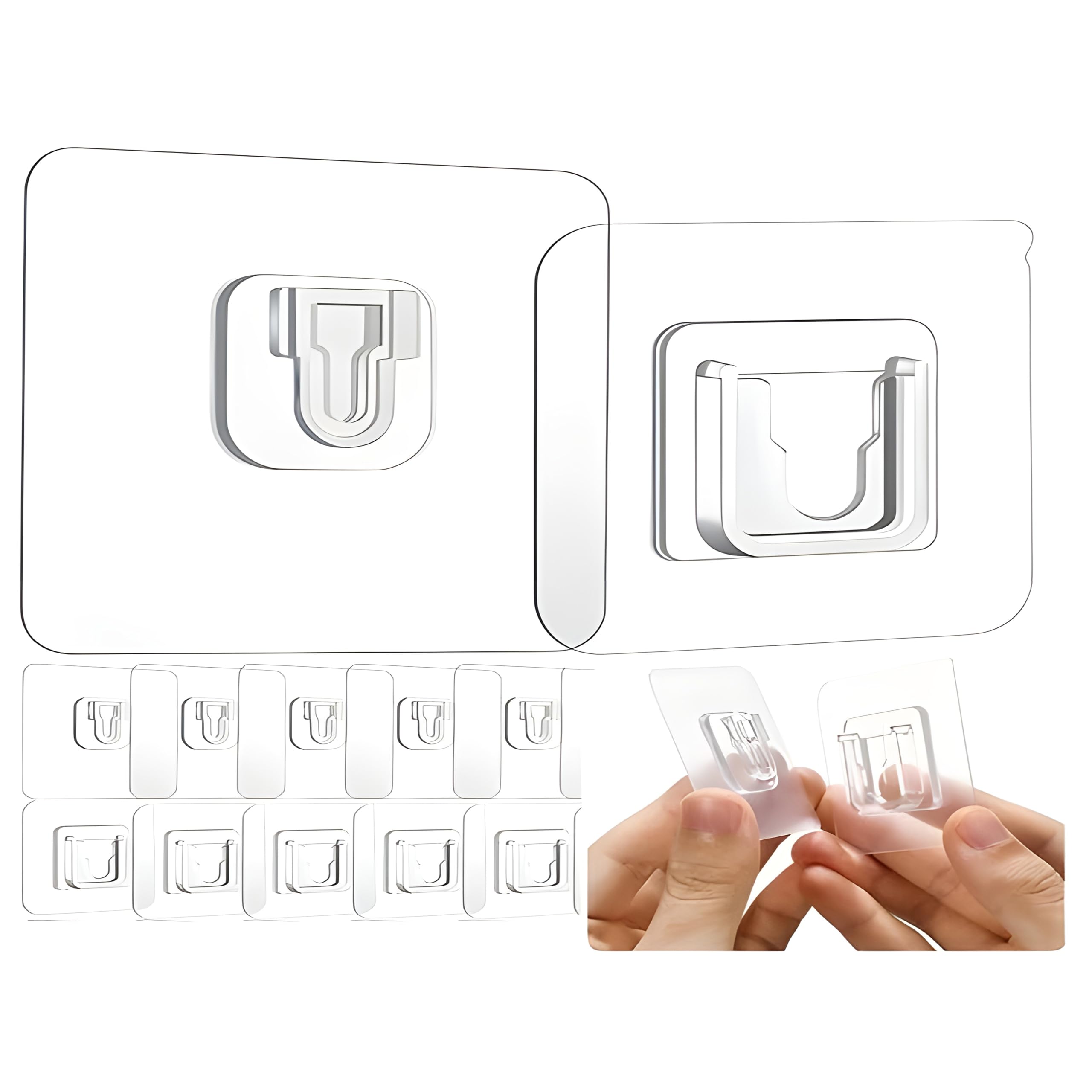 JIALTO 20 Pcs Heavy Duty Waterproof Double-Sided Adhesive Hooks - Versatile Wall Hangers for Robes and Wall Hangings - Transparent