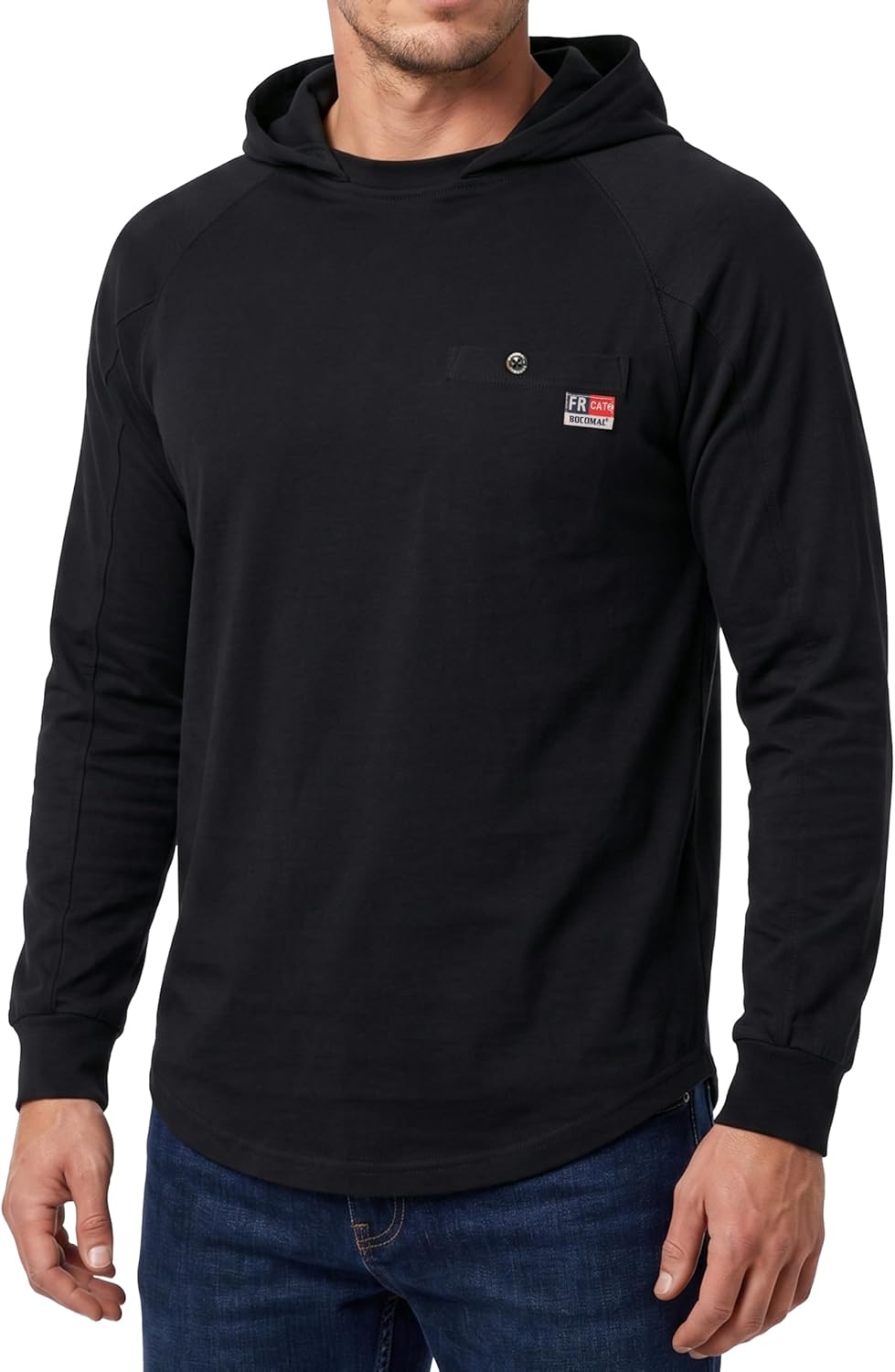 BOCOMAL FR Hoodie Shirt 5.5oz Lightweight Flame Resistant Work Shirt Long Sleeve NFPA 2112 CAT2