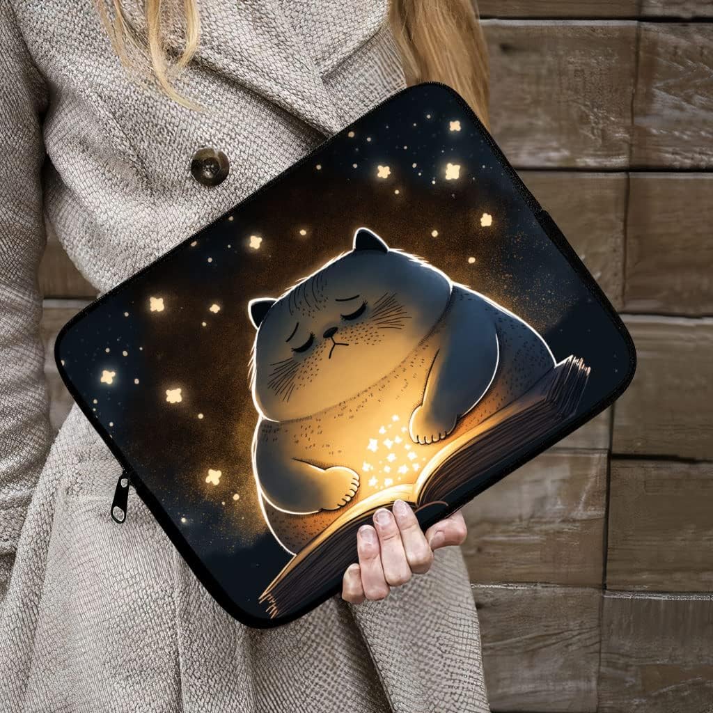 Cute Cat iPad Sleeve - Animal Art Tablet Sleeve - Cat Art Carrying Case - 13 inches