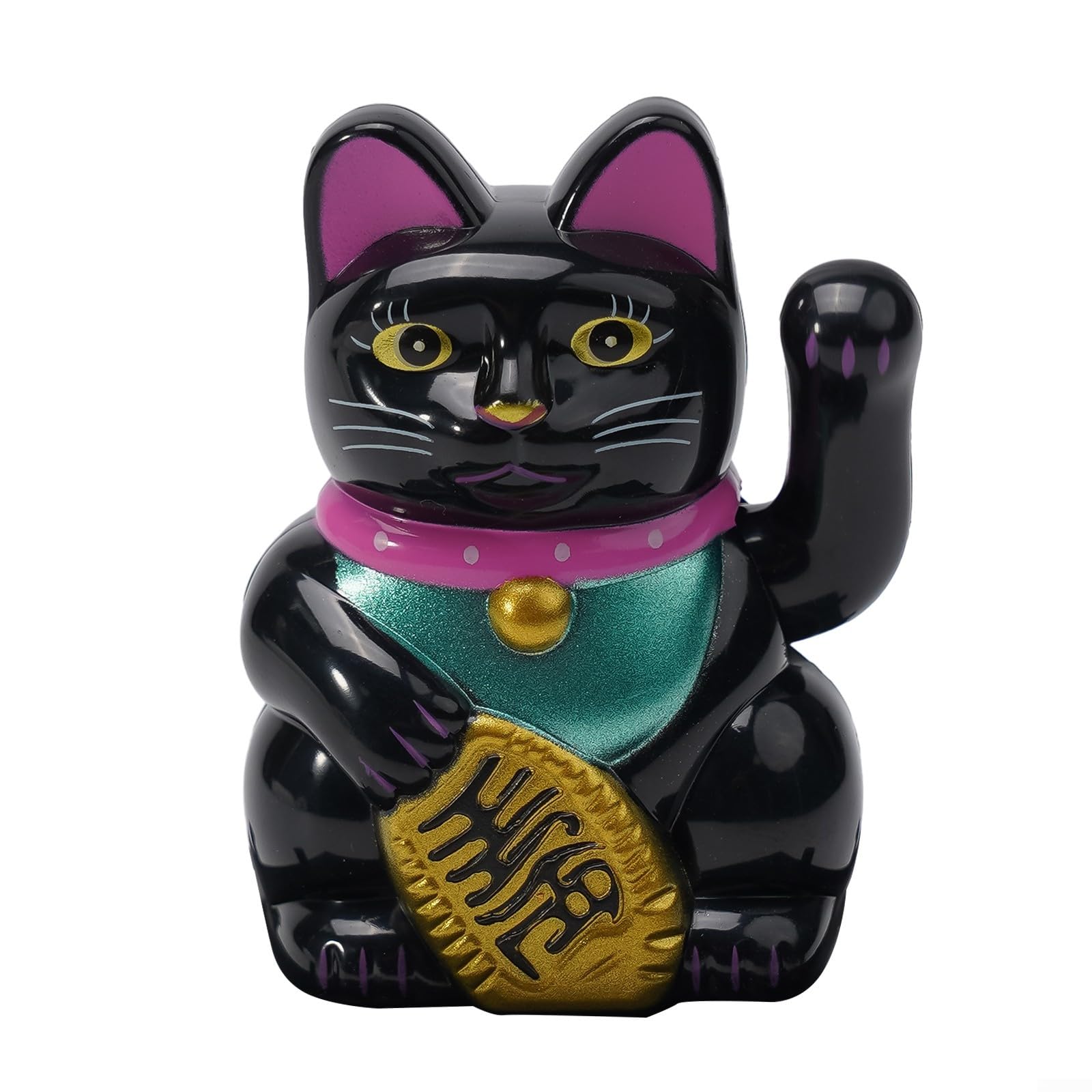 Solar Waving Lucky Cat, Automatic Waving Lucky Cat, Solar Lucky Cat Black, Vivid and Lovely Chinese Cat, Solar Fortune Cat Statue for Decorating Front Desk, Car, Business Openings