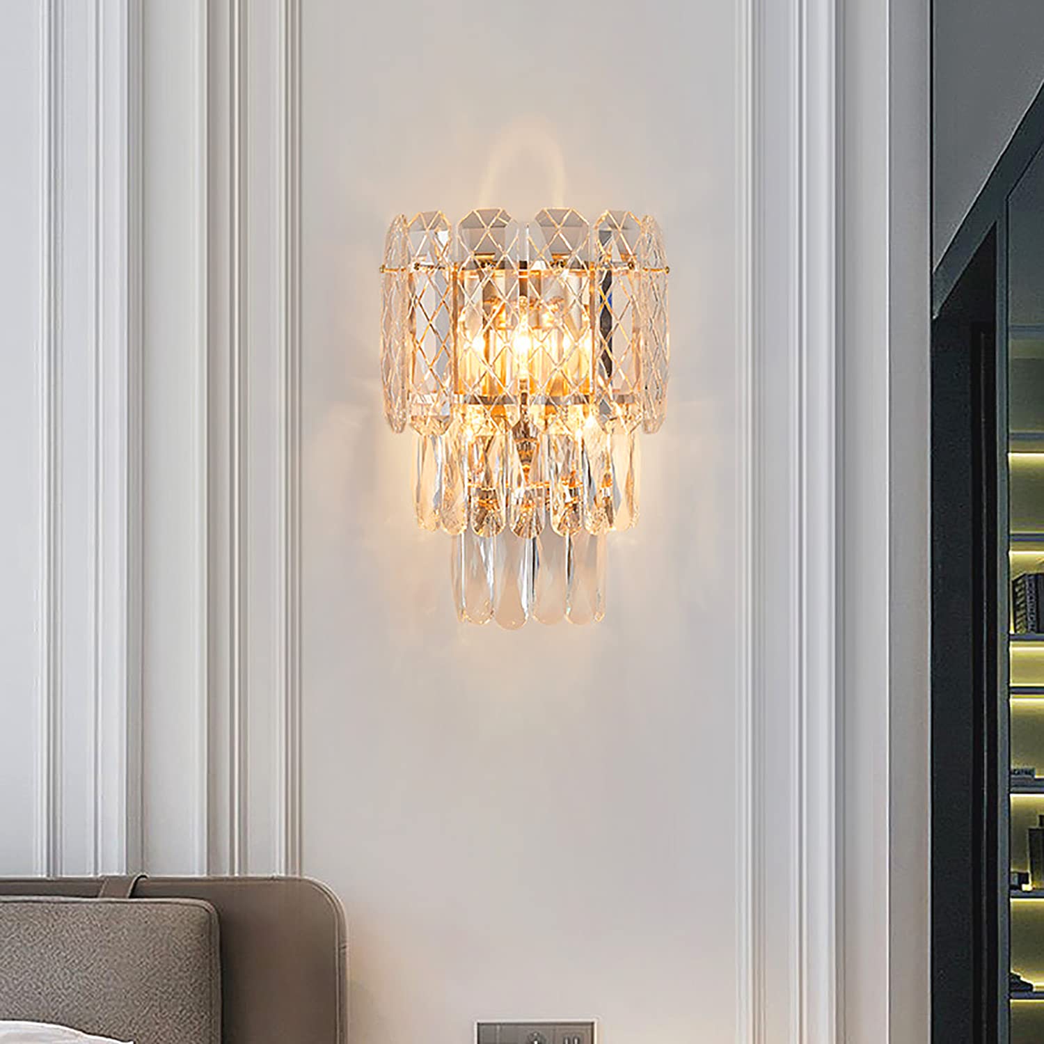 Genérico Lámpara de Pared de Cristal Tricolor con atenuación de 7 W, Moderna y Lujosa lámpara de Pared para Sala de Estar, baño, Dormitorio y Pasillo, Aplique de Pared, Accesorios de iluminación