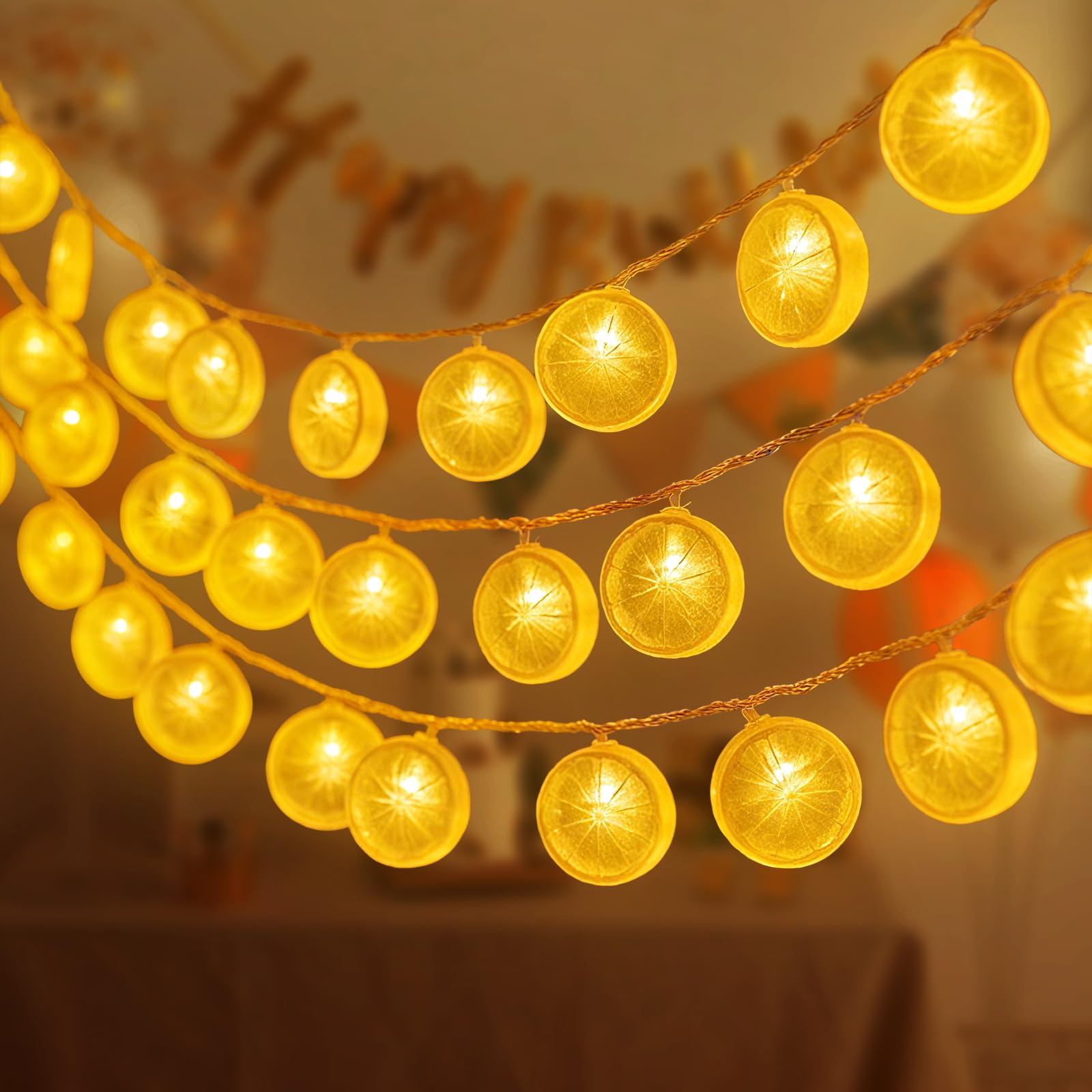 Vicloon Lemon Fairy Lights, 3m 20 LED Fruits Lemon String Lights, Battery Powered, Outdoor Indoor String Fairy Light for Bedroom, Party, Wedding, Garden, Camping, Christmas Decoration