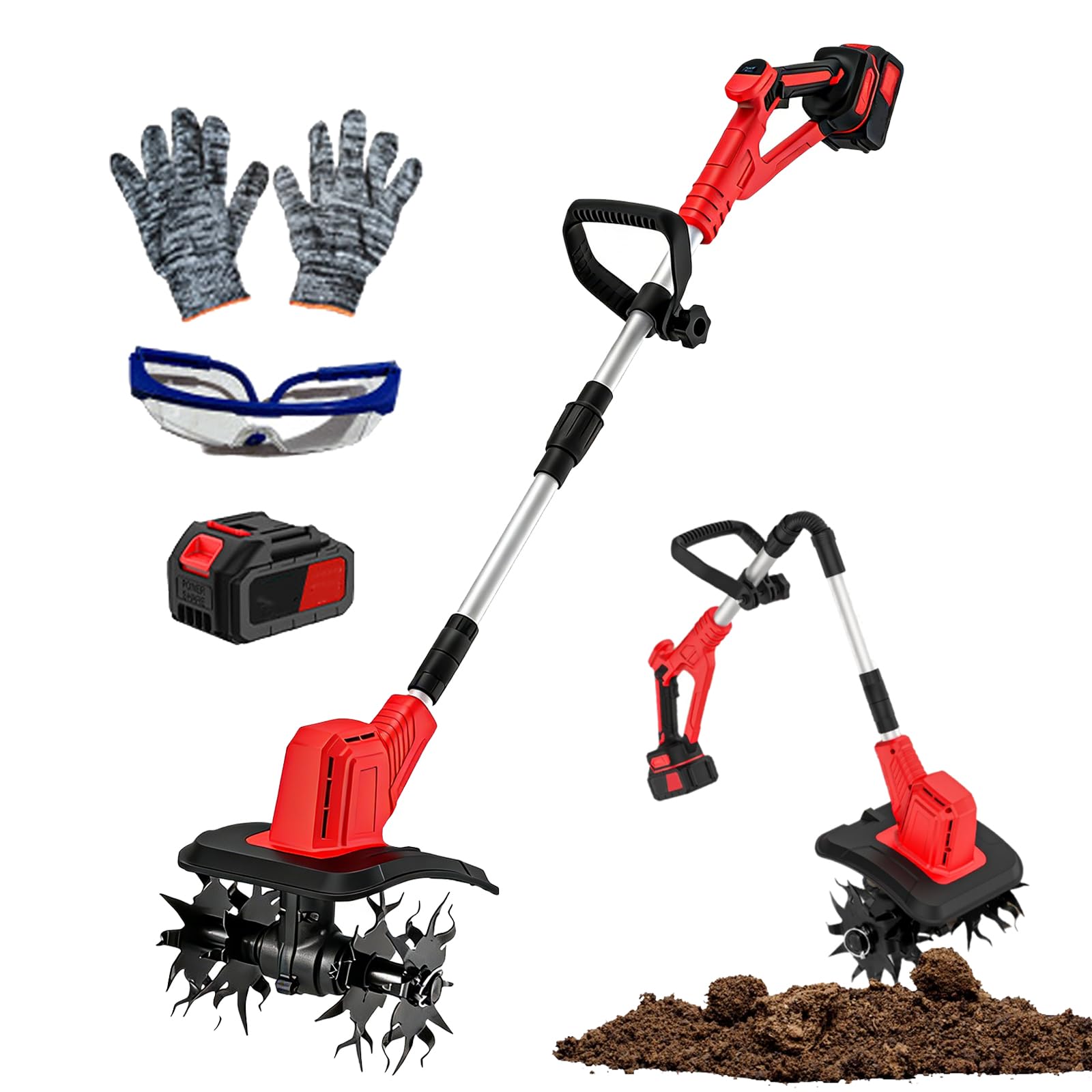 Motoculteur électrique sans fil 1500 mAh avec batterie pour jardin