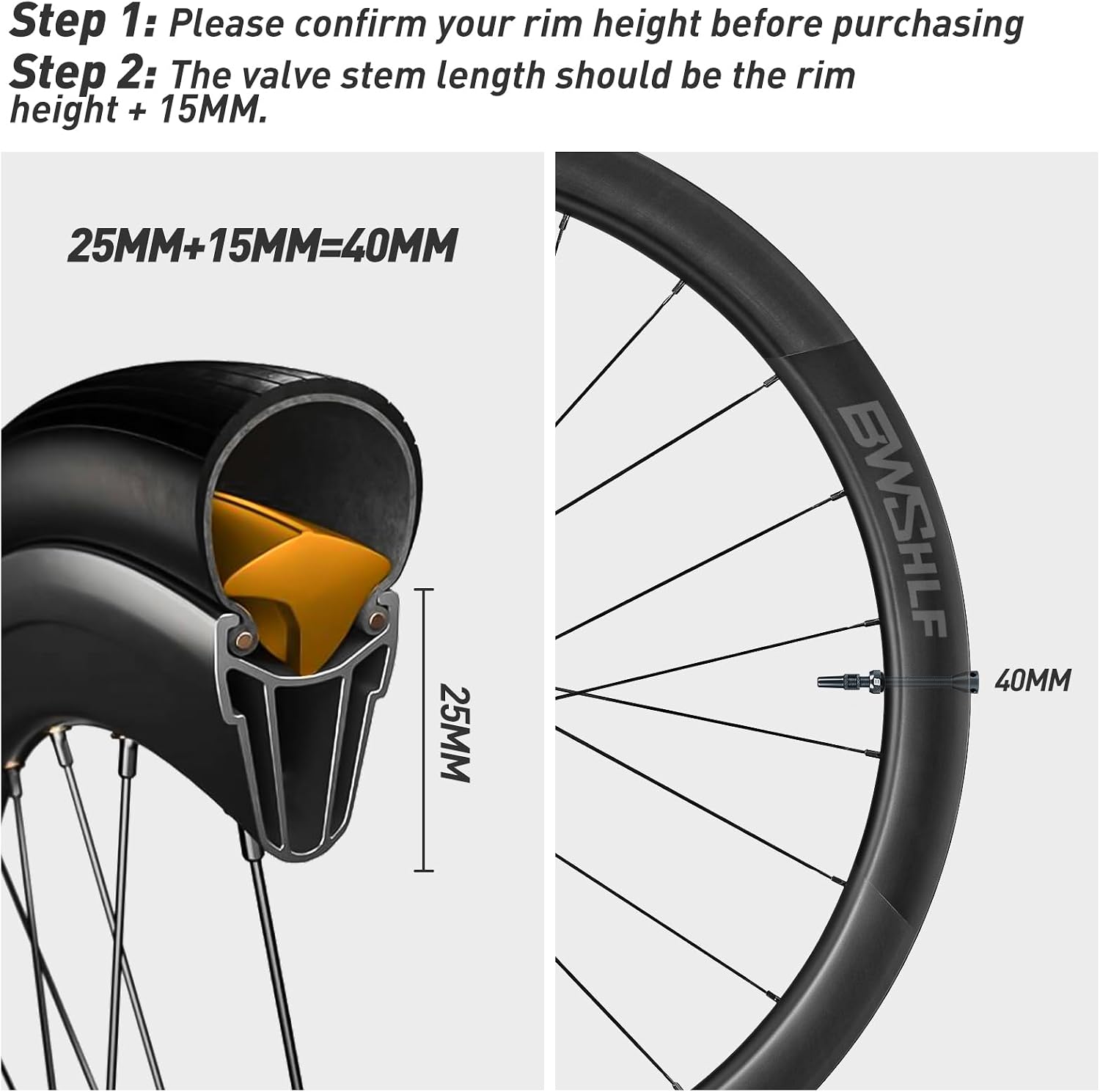 BWSHLF Tubeless Presta Valve Stem 40/44/55/60/65/80/100 mm, Super Light Alloy Presta Valve Stem Kit with Valve Core Remover Tool and Valve Stem Caps - Multiple Color and Size Options(Pair) image 4