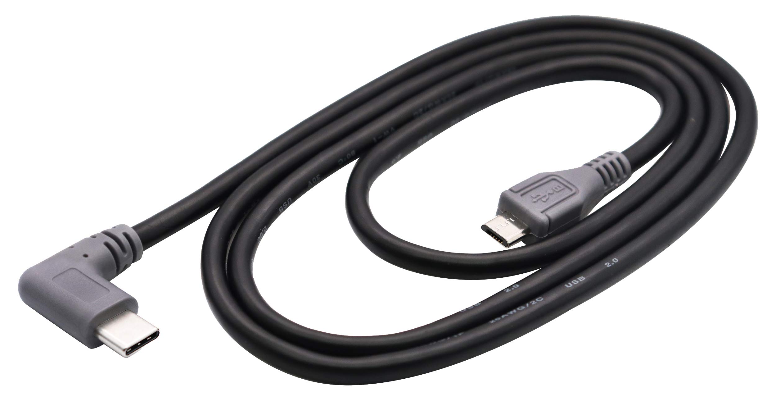 zdyCGTime USB Micro to Type C Extender Cable 90 Degree USB 2.0 Type C Male to Micro 2.0 Male Data Sync and Charging Cable for MacBook & Tablet & Smartphone and Type C USB Devices(1M/3ft)(Micro)