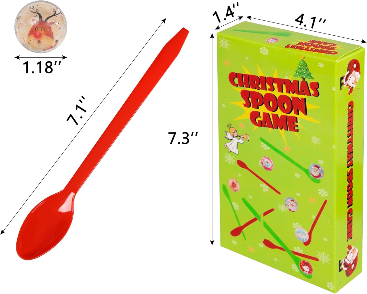 Christmas Game Bouncy Ball Spoon Relay Race Toy for Adults Indoor Outdoor Decorations Xmas/Holiday/Winter Party Supplies Favors