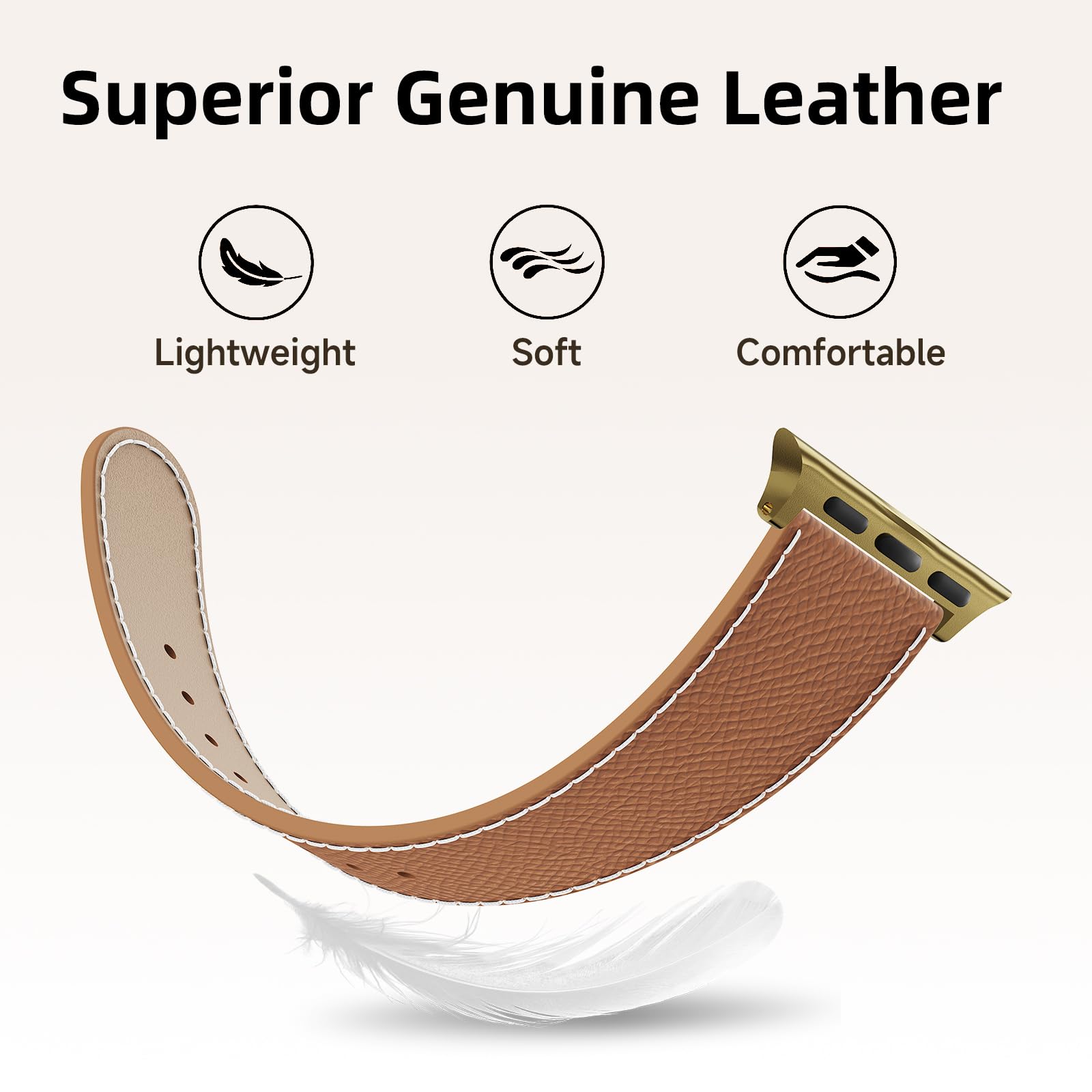 Cinturino sottile in pelle compatibile con Apple Watch da donna, iconica