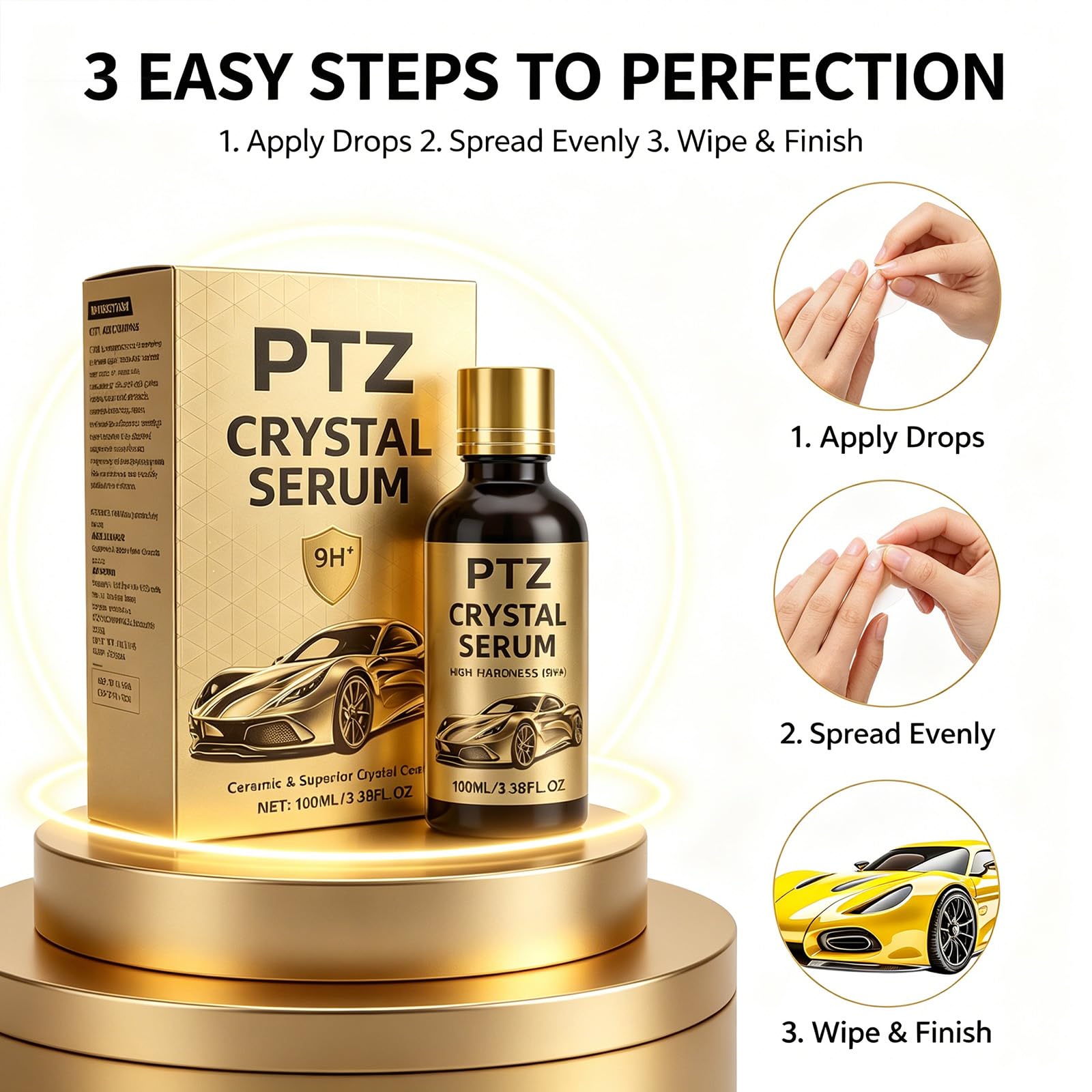 2Pack PTZ Crystal Serum for Cars – Advanced Graphene Ceramic Coating for Cars(100ML), 9H Graphene Coating for Auto Car Detailing, Gloss Hydrophobicty Anti Scratch (1*PC) — view 7
