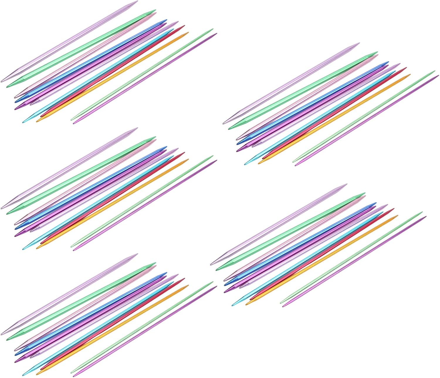 Knitting Needles Set 55Pcs Dual End Knitting Needles, Solid Aluminum Double Pointed Straight Knitting Needles, 11 Different Sizes Knitting Needles Yarn Needles for Weaving DIY