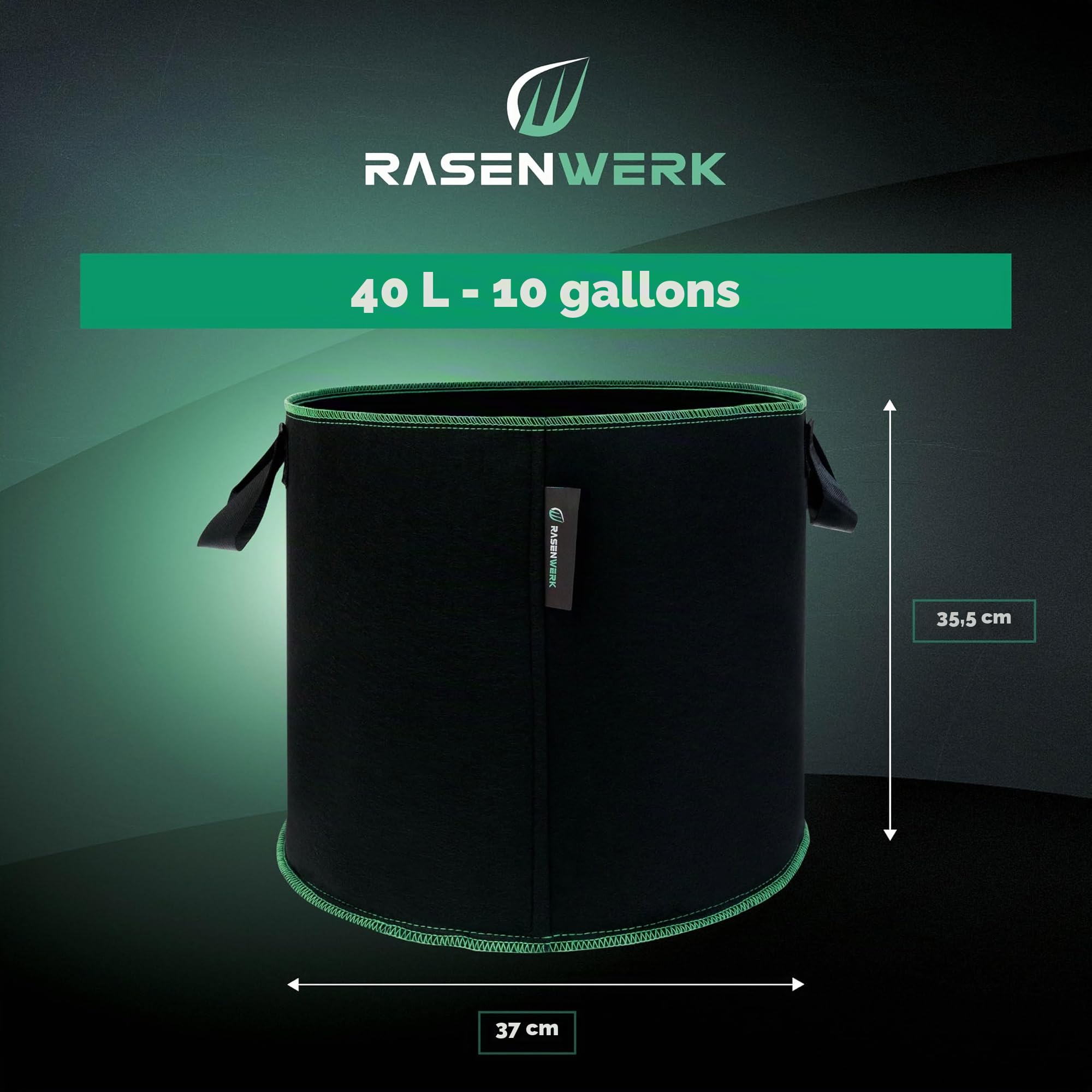 Sac à Plantes 40 Litres en Non-tissé pour Jardin, Serre & Balcon - pour Fleurs, Tomates et Plantes - Alternative Idéale au Pot de Fleurs - 5 Pièces