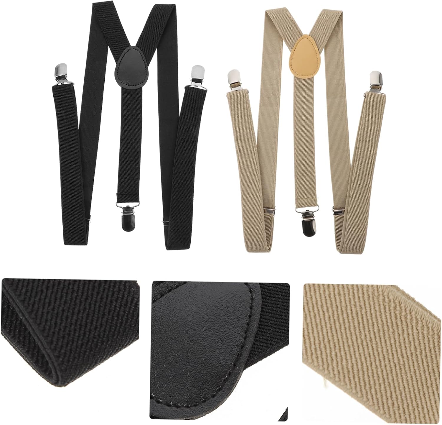 Ipetboom 2pcs Y-Back Adjustable Elastic Suspenders for Men and Women Classic Solid Color Pant Suspenders Clips Versatile Costume Accessories