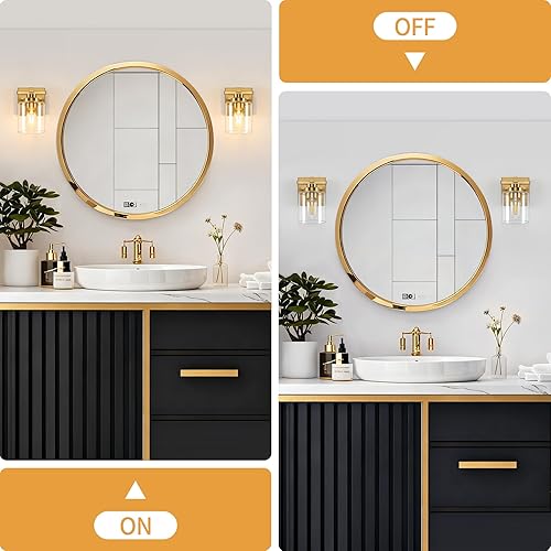 Miniatura 143 de 3 lámparas modernas de baño sobre el espejo, luces de tocador de oro negro para apliques de pared de baño con pantallas de vidrio blanco lechoso