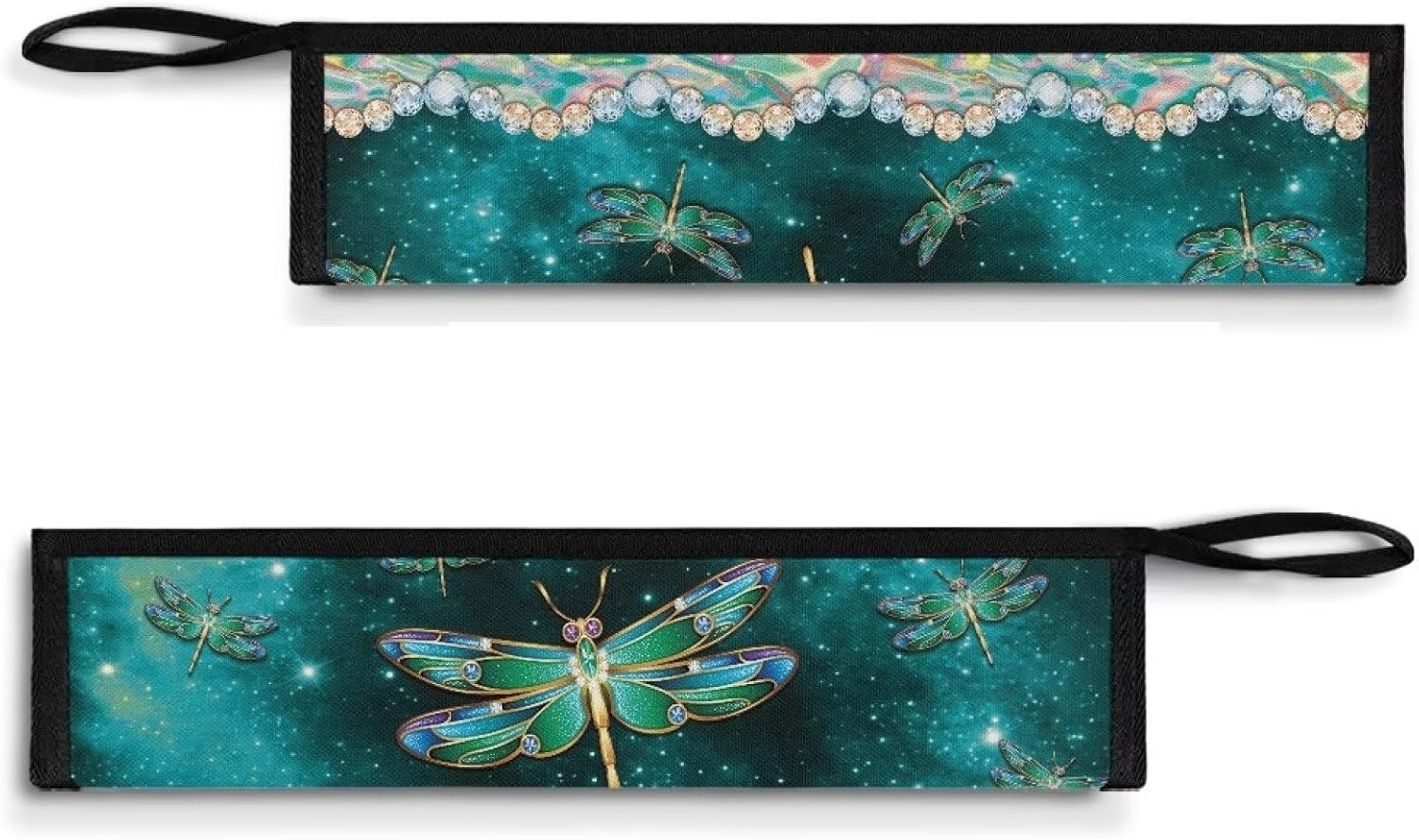 Straw Carrying Case Green Dragonfly Travel Cutlery Flatware Storage Bag with Handle 11.8 Inch Portable Sliverware Otganizer Camping Chopsticks Organizer