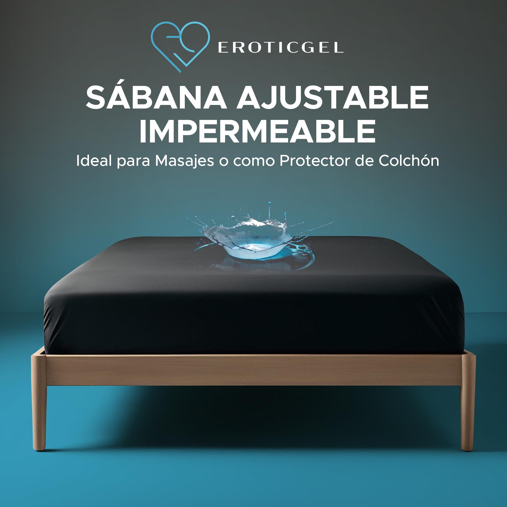 Protector de Colchón Impermeable Queen Ajustable, Canto 35cm, Negro