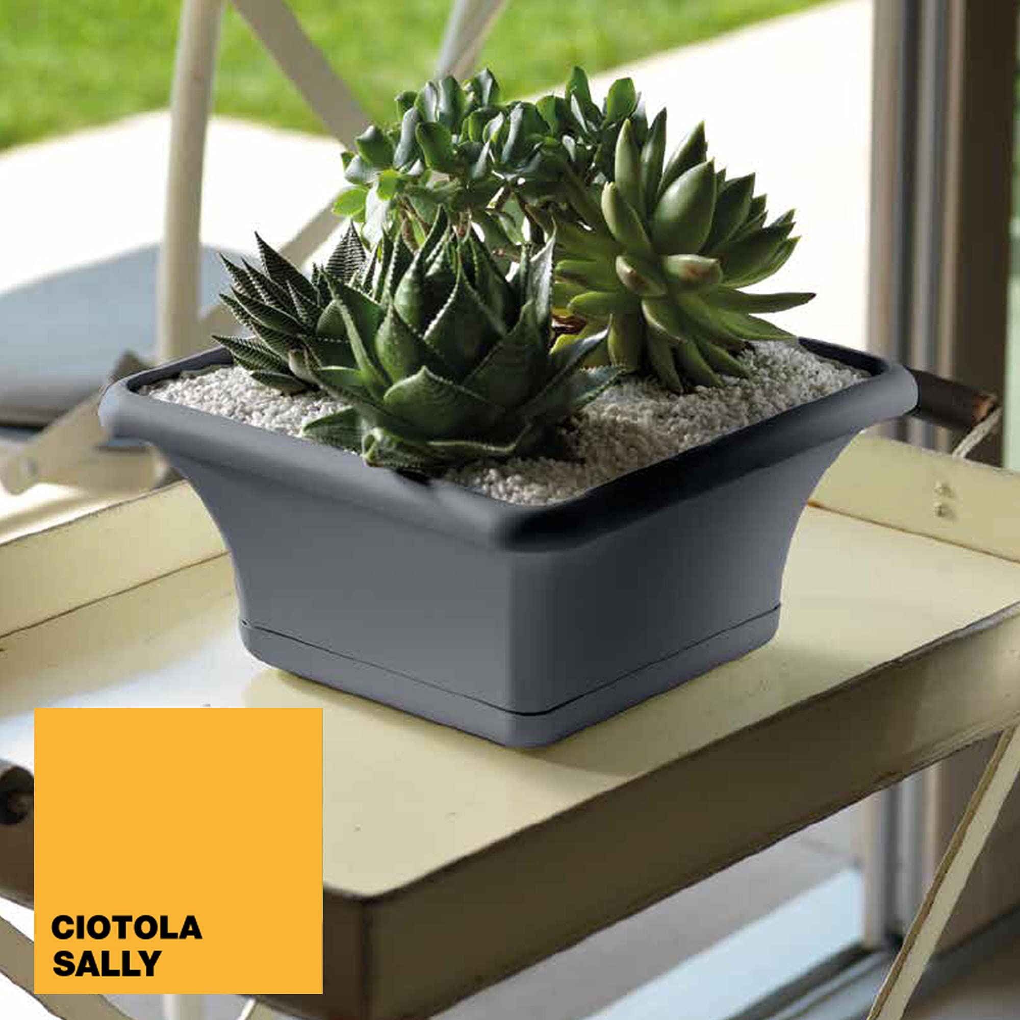 WELLHOME Ciotola Sally 12 identische Blumentöpfe quadratisch 40 cm mit Untersetzer Terracotta