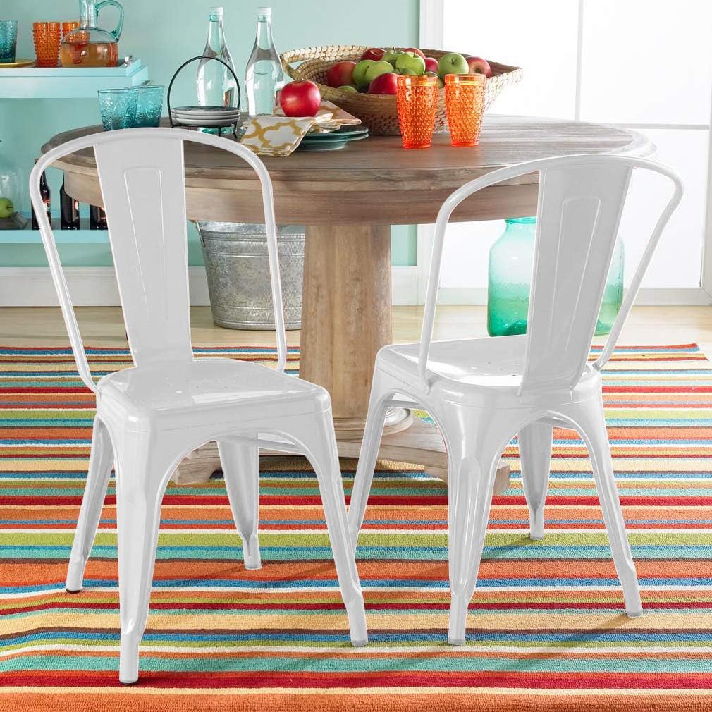 FDW Metal Dining Chairs - Set of 2 Indoor/Outdoor Chairs - 18 Inch Seat Height - 330LBS Weight Capacity