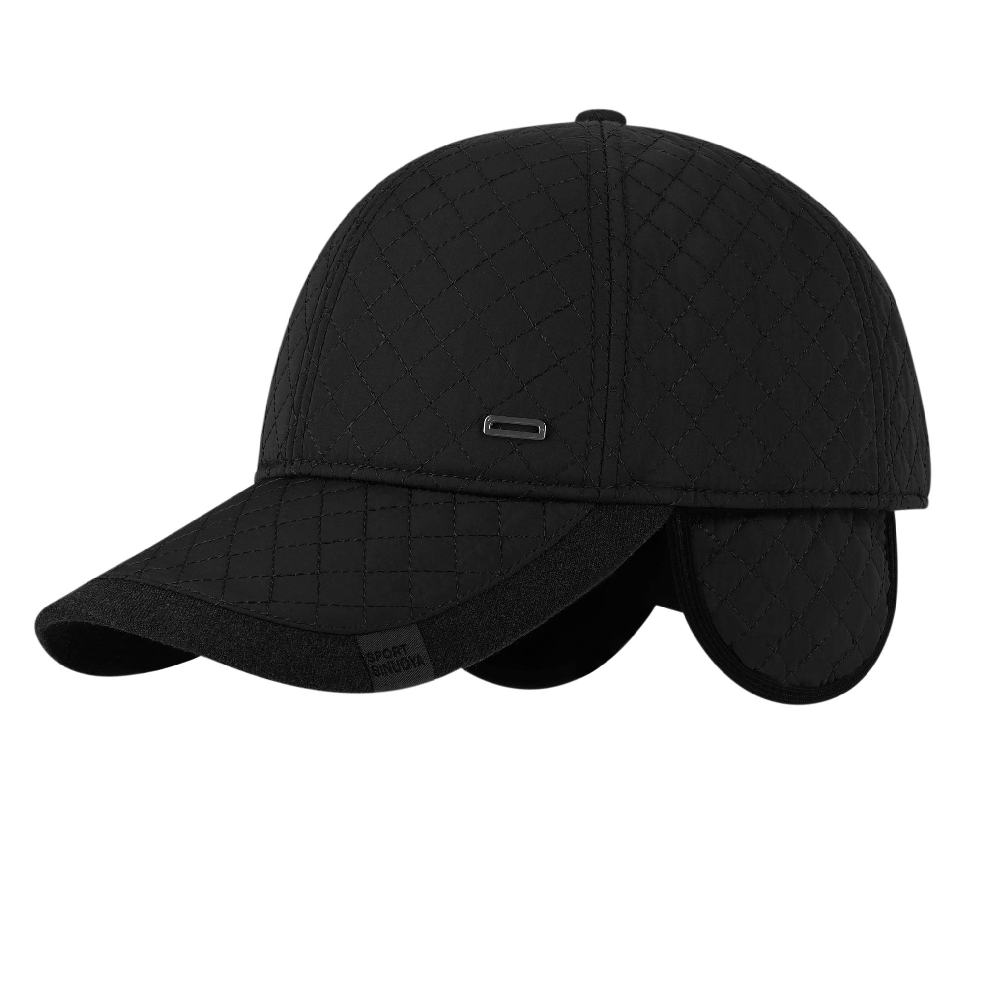 Men Warm Baseball Cap with Ear Flaps Peaked Cap Trapper Trooper Bomber Hat Cap Hunting Hat with Foldable Earflaps Earmuffs Fashion Diamond Baseball Hap Outdoor Sport Hat with Soft Fleece Lining