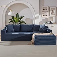 Vista 21 de Sofá seccional Cloud de 96 pulgadas, moderno sofá modular con asiento profundo, sofás de pana sin hueso con diván en forma de L para sala de estar