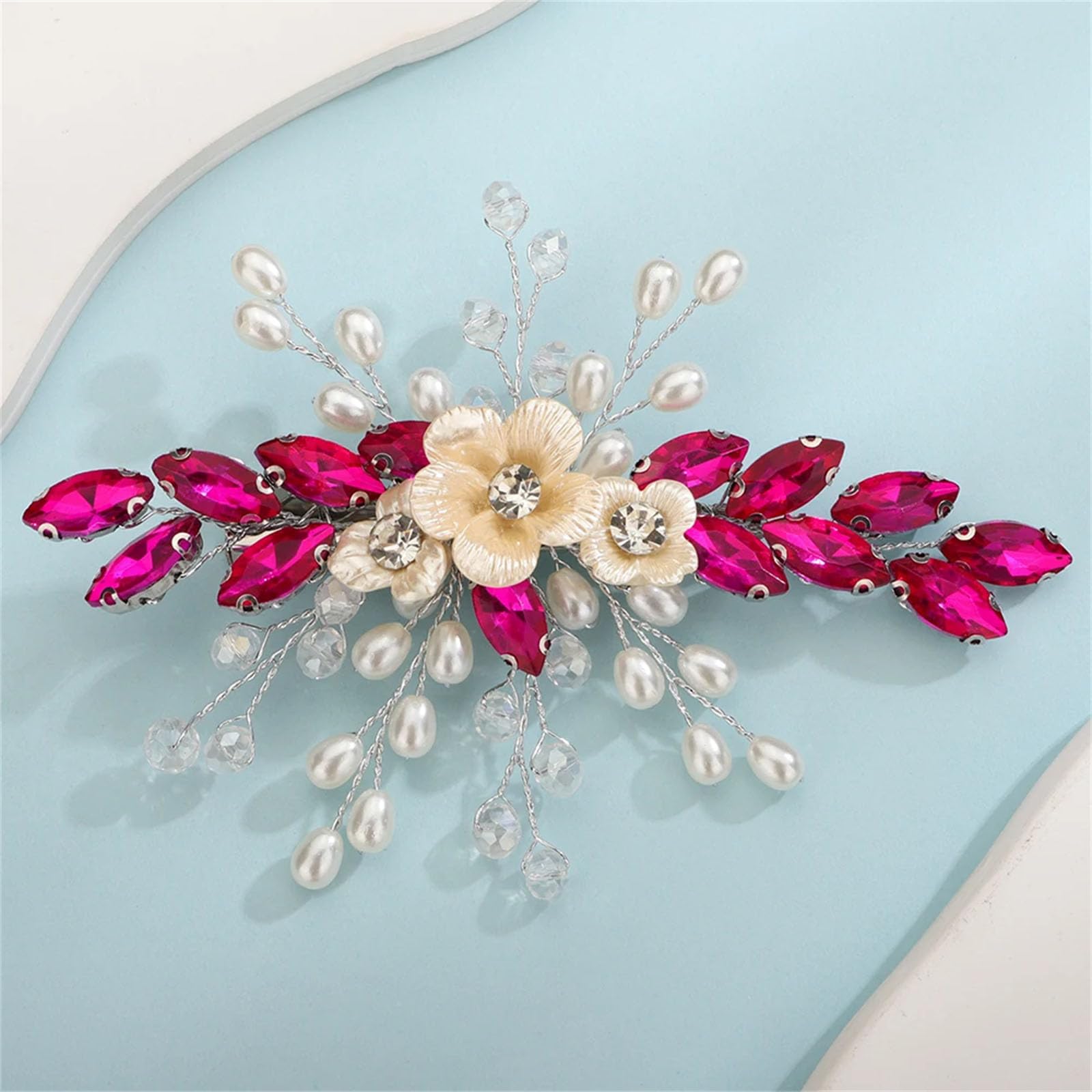 Accessoires de cheveux de mariage en strass pour coiffure bohème rouge