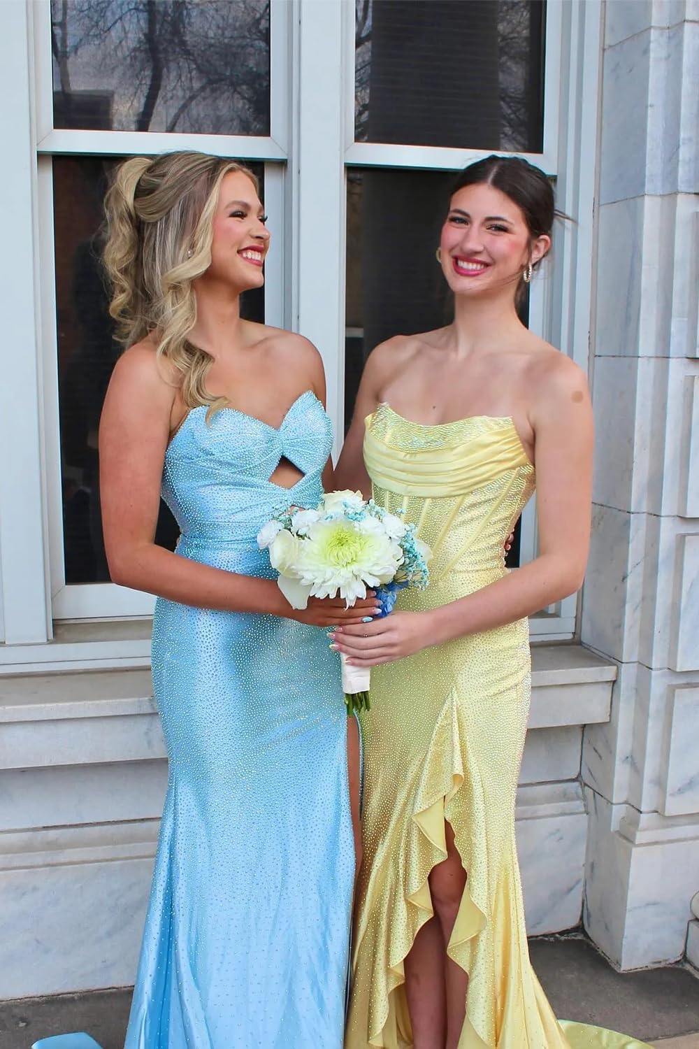 Sparkly Sequin Prom Dresses for Women 2026 Strapless Mermaid Slit Formal Cocktail Party Gown