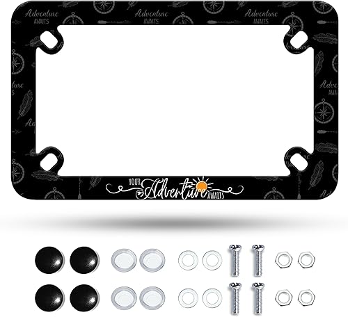 Miniatura 10 de Marco de matrícula clásico de la bandera estadounidense para motocicleta, diseño de estrellas y rayas, material de acero inoxidable, divertido