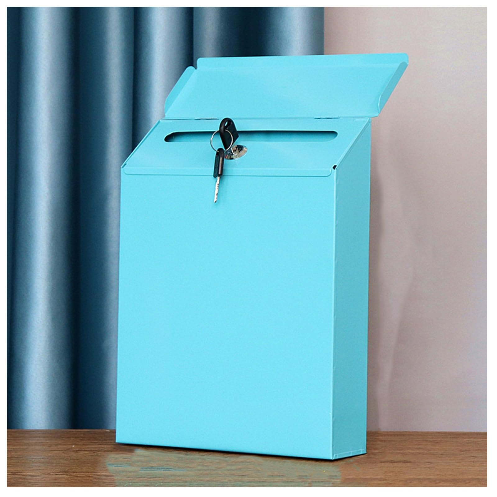 NQNFWCRJ Metal Mailbox with Lock Plastic Spraying and Baking Paint Process Outdoor Rainproof Mailboxes with Lid Wall Mounted Parcel Boxes with Hooks