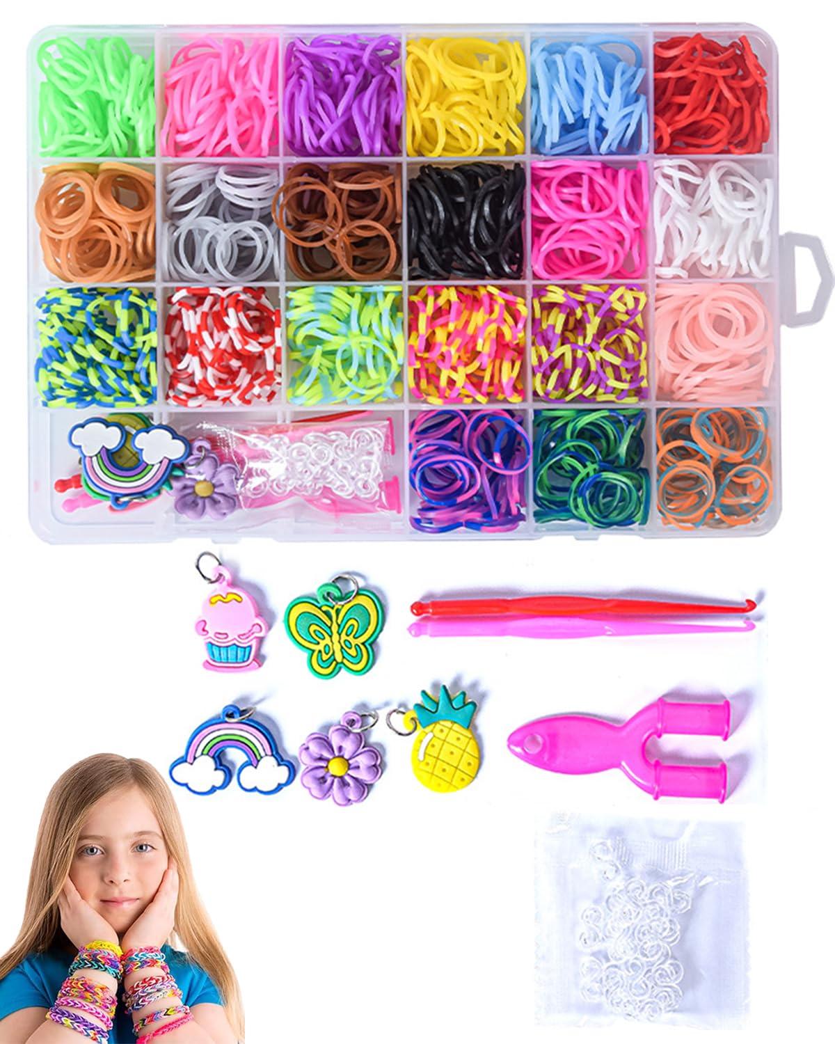 NHCDFA 1100 PCS Rainbow Rubber Bands Kit, Bracelet Making Kit, Beads for Jewellery Making, Bracelet Making Kit for Girls, Beads for Bracelet Making, Activity Games for Girls Age 6-12 Years Old (B0DB2F4QBZ) Amazon Price History, Amazon Price Tracker