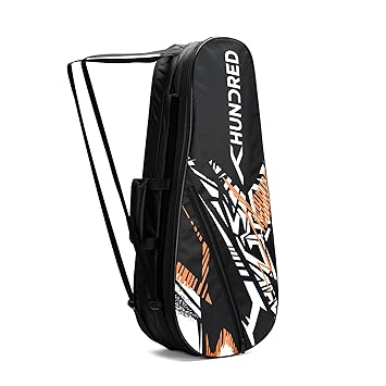 Hundred Metro Pack Badminton Kit Bag (Black/Orange) Polyester