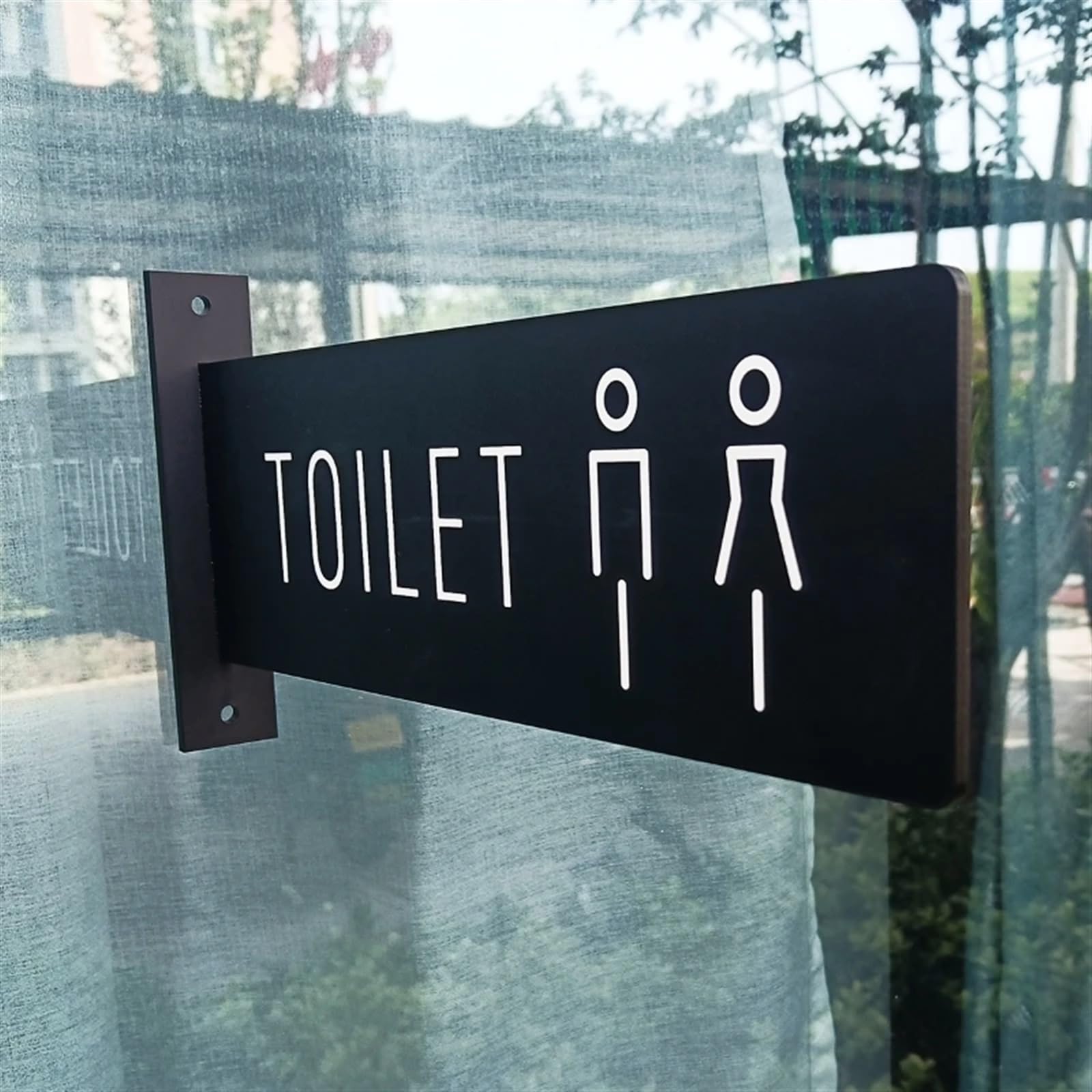 Letrero de Aseo Señal de inodoro doble cara, señales pared lateral baño, recordatorio, puerta montadas lateralmente for hombres y mujeres(1)