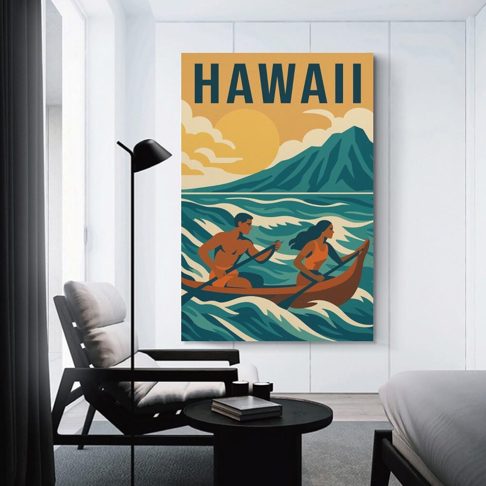 Junmoney Unframe-Style-18-1 Hawaii Vintage Travel Decorative Wall Artwork, 08X12inch(20X30cm), For Home Lounge, Bedroom Or Reading Nook, Eye Catching Artwork For Blank Walls