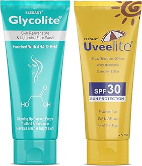 Glycolite Face Care Combo - Face wash and Sunscreen SPF 30 Lotion | Skin Lightening & Brightening | Protects From UVA & UVB Rays | For All Skin Type | Fairness Pack for Men and Women